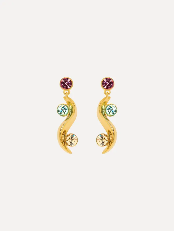 Crystal Wave Drop Earrings sold by Oscar de la Renta