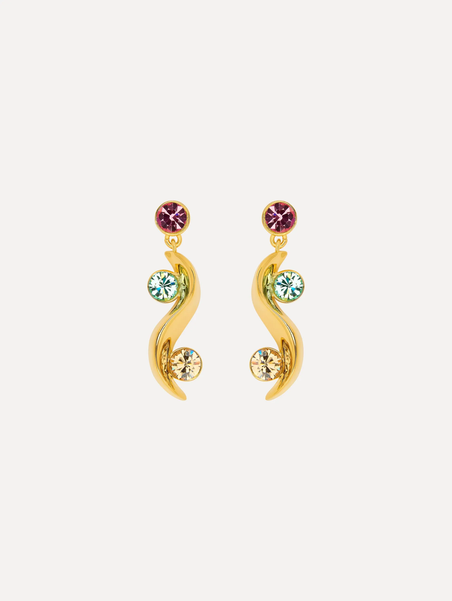 Crystal Wave Drop Earrings sold by Oscar de la Renta