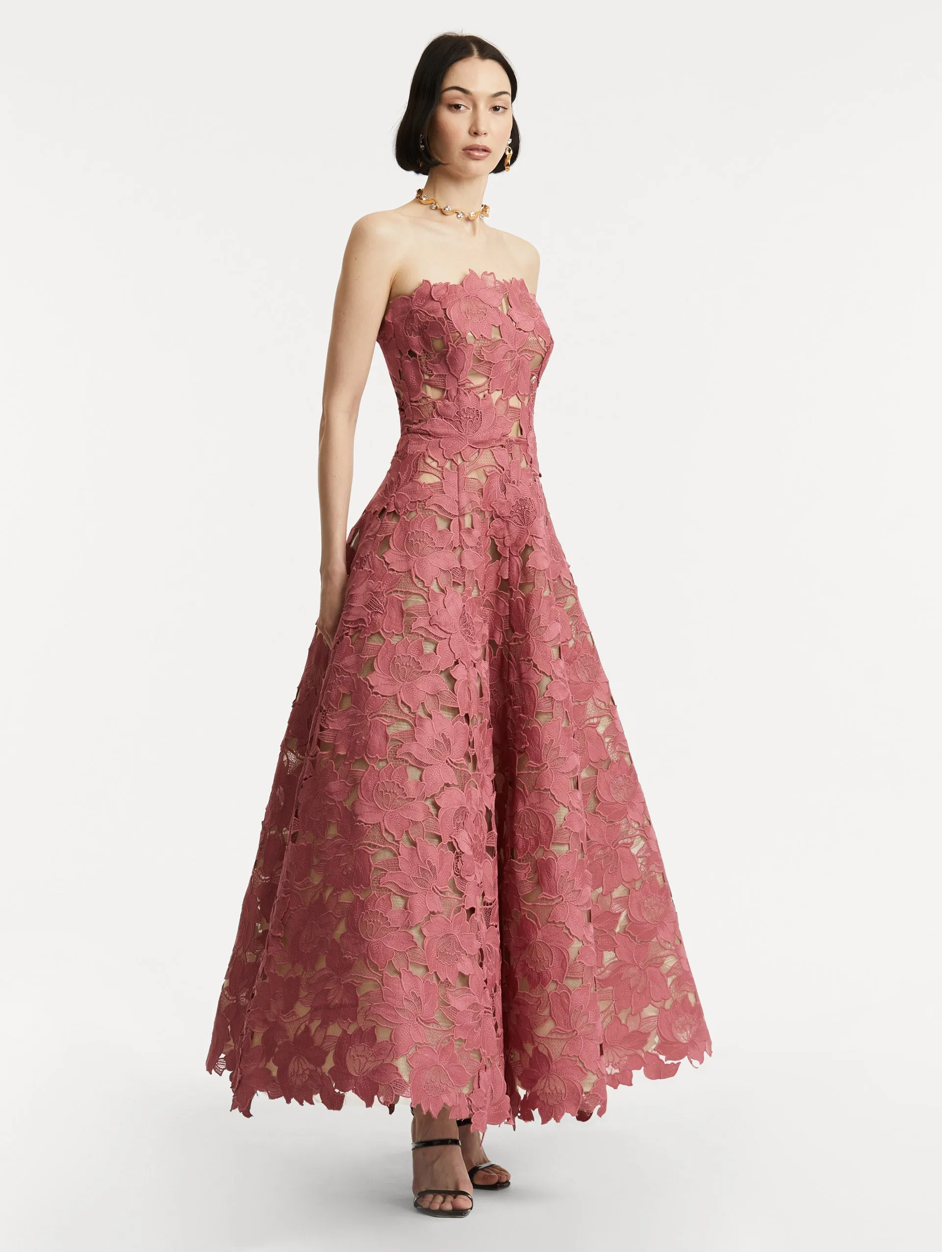 Peony Guipure Tea Length Gown sold by Oscar de la Renta product image thumbnail 4