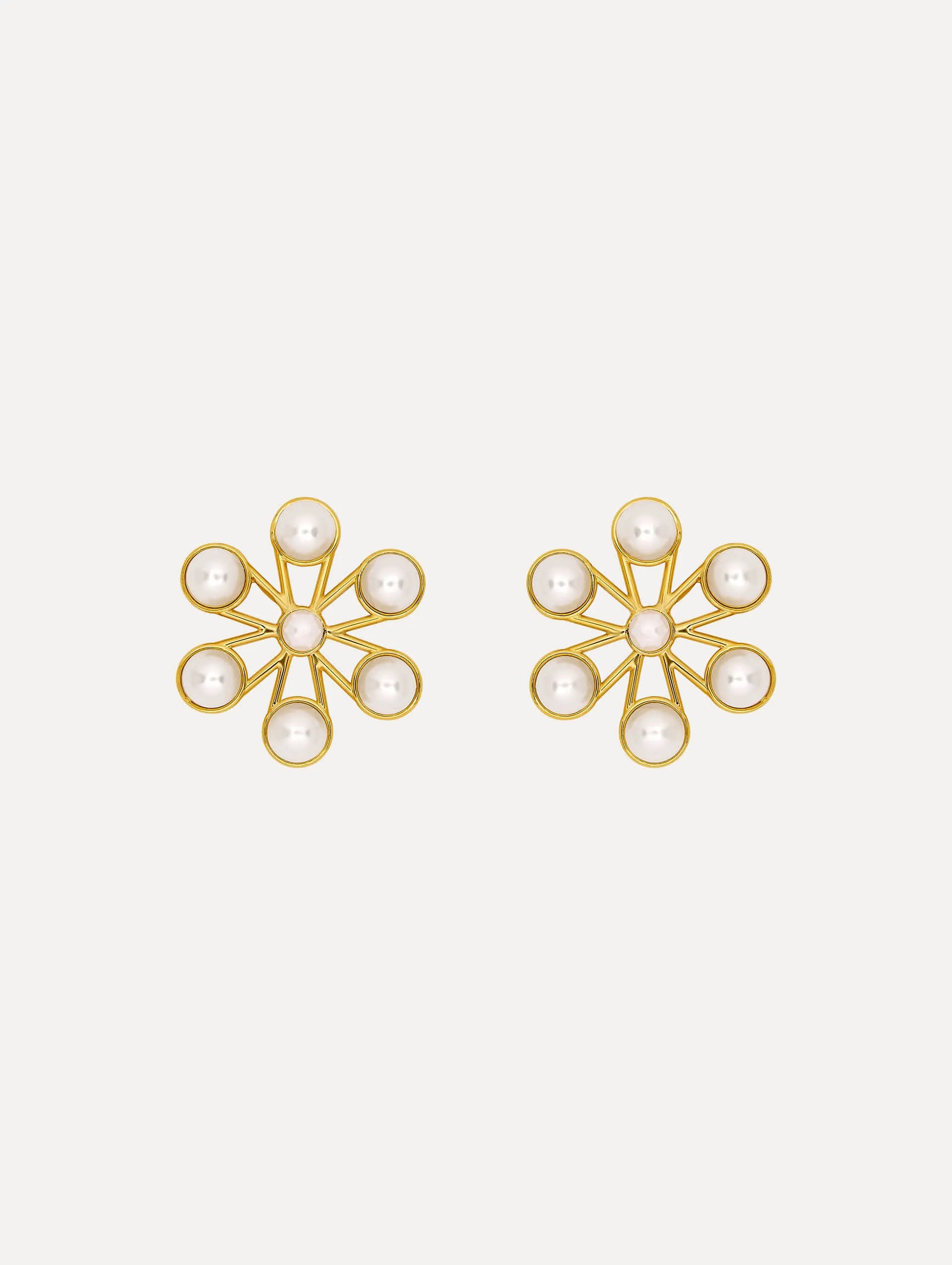 Geometric Pearl Flower Earrings sold by Oscar de la Renta