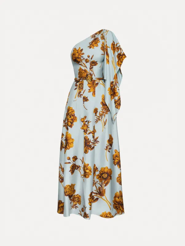 Peony Silk Twill One-Shoulder Dress sold by Oscar de la Renta