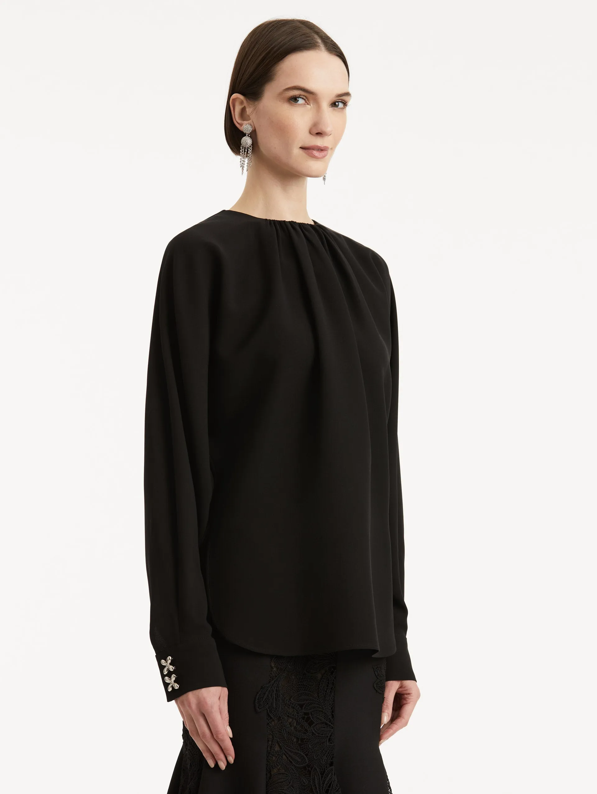 Button-Detailed Georgette Blouse sold by Oscar de la Renta product image thumbnail 4