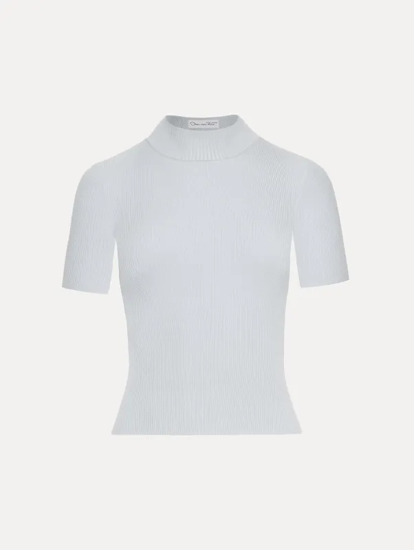 Short Sleeve Mock Neck Ribbed Pullover sold by Oscar de la Renta