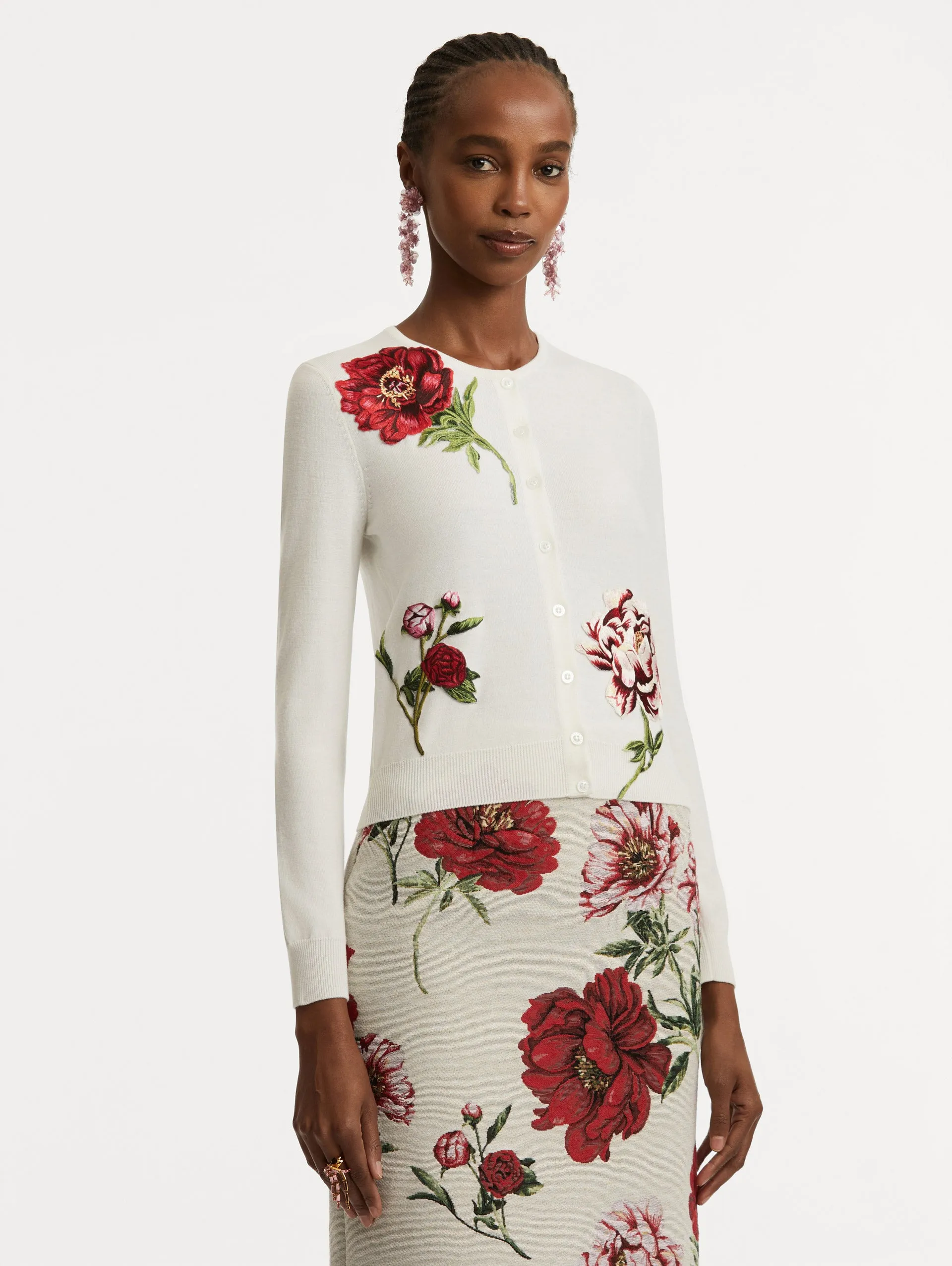 Peony Threadwork Cardigan sold by Oscar de la Renta product image thumbnail 5