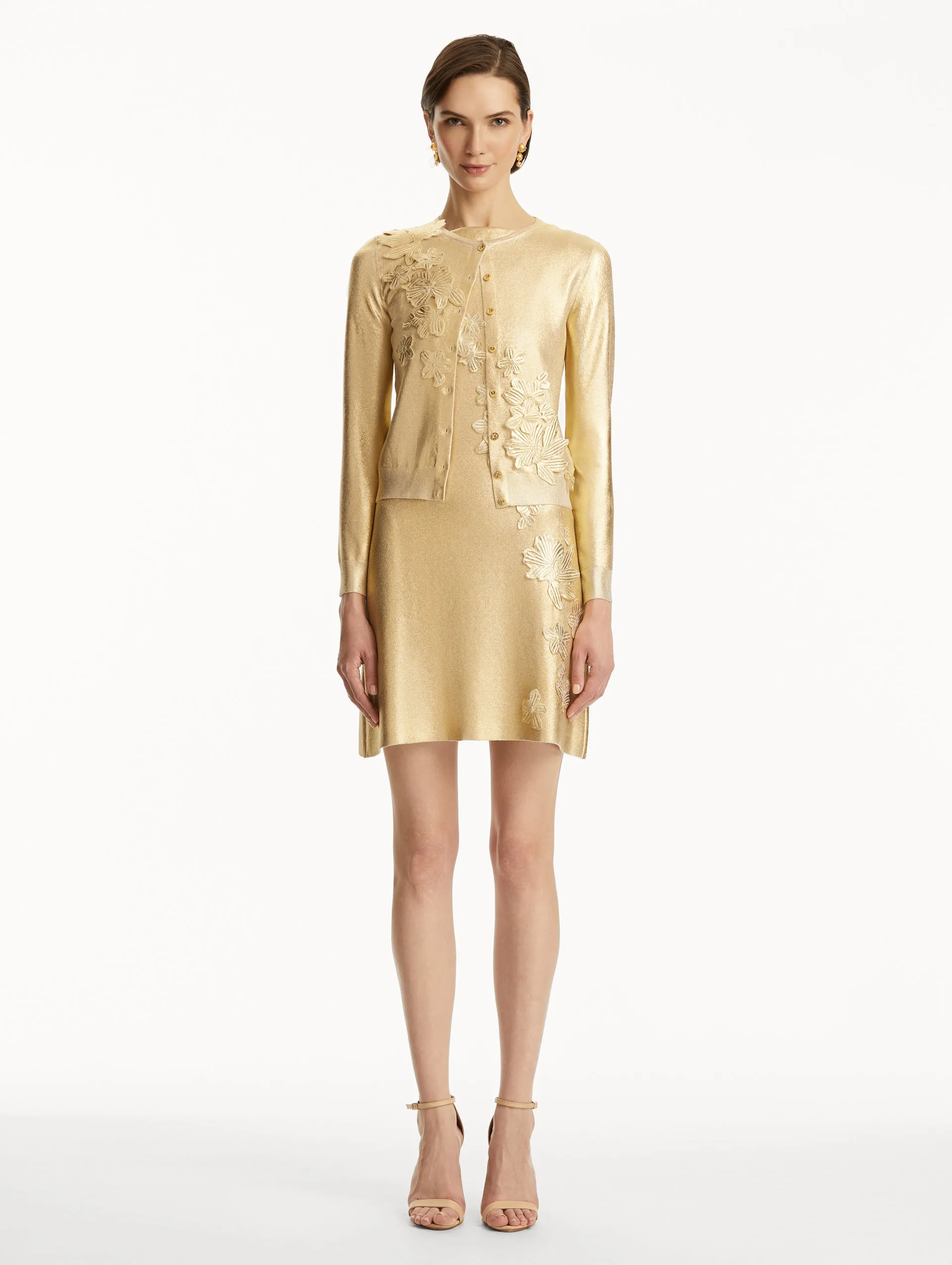 Gold Foil Cherry Blossom Cardigan sold by Oscar de la Renta product image thumbnail 3