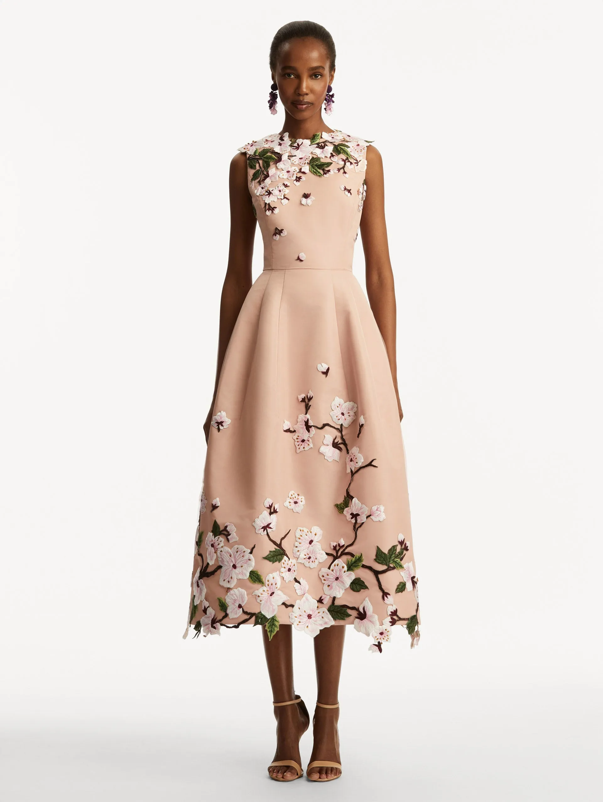Cherry Blossom Embroidered Faille Dress sold by Oscar de la Renta product image thumbnail 2