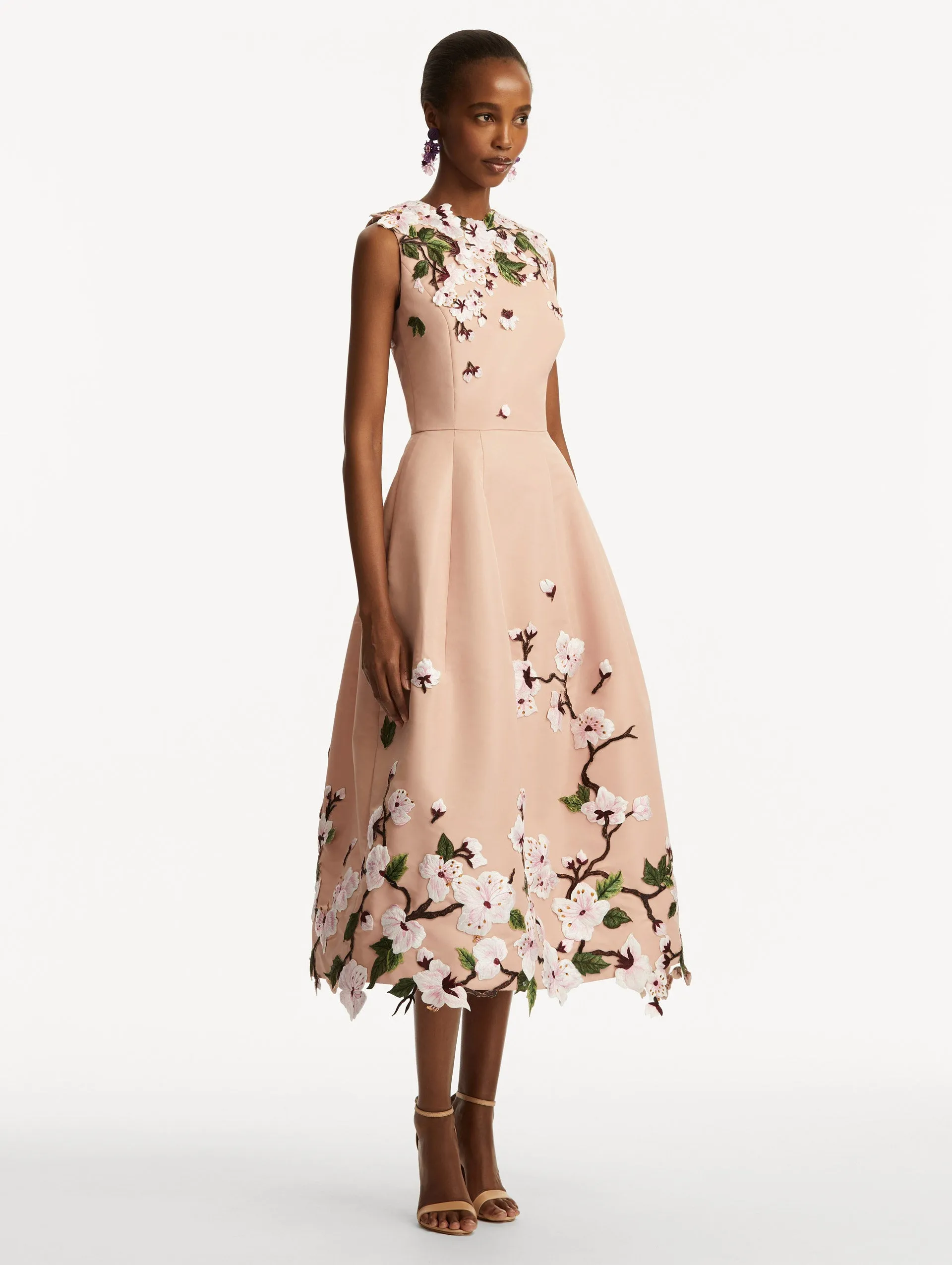 Cherry Blossom Embroidered Faille Dress sold by Oscar de la Renta product image thumbnail 4