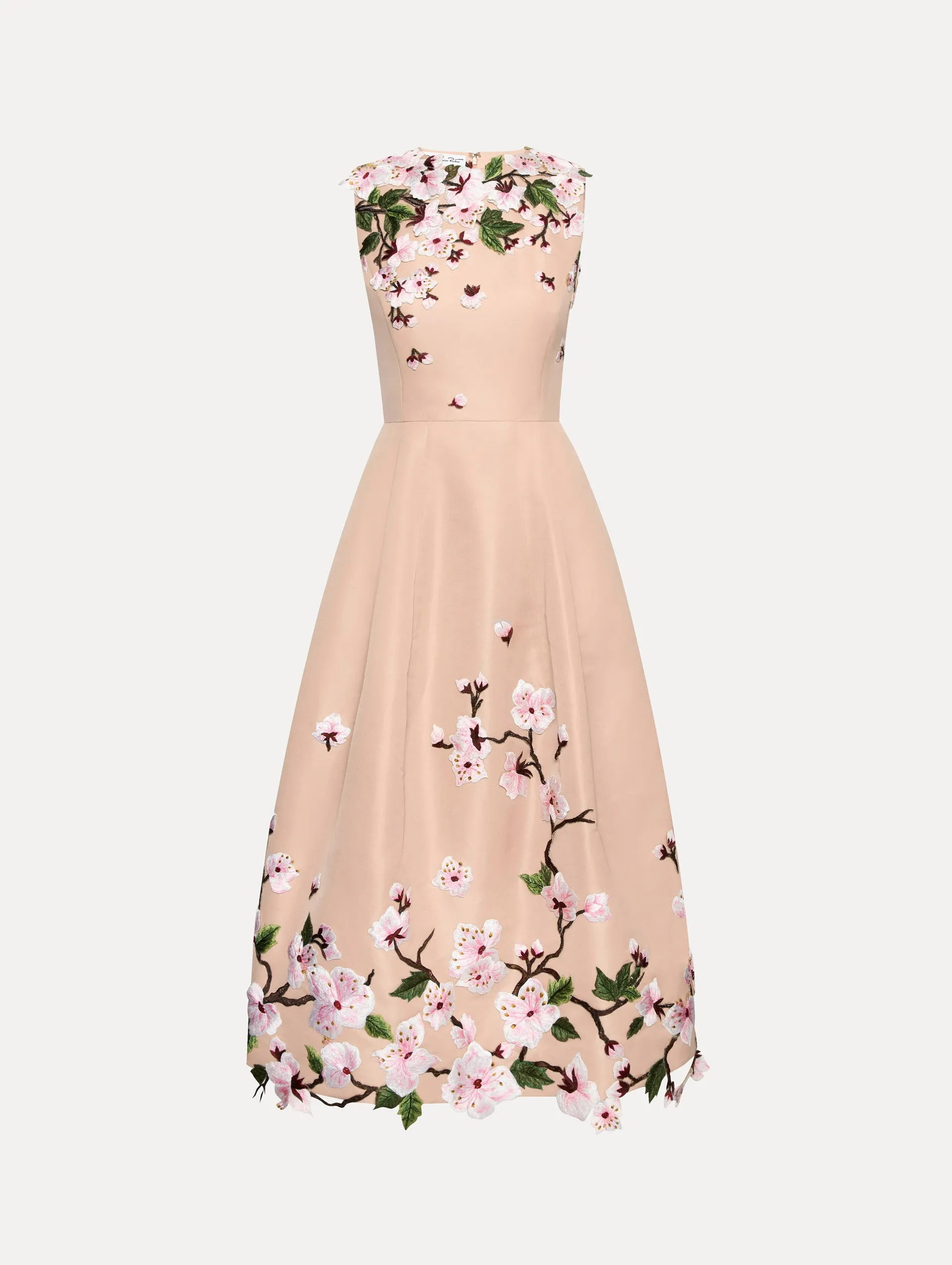 Cherry Blossom Embroidered Faille Dress sold by Oscar de la Renta