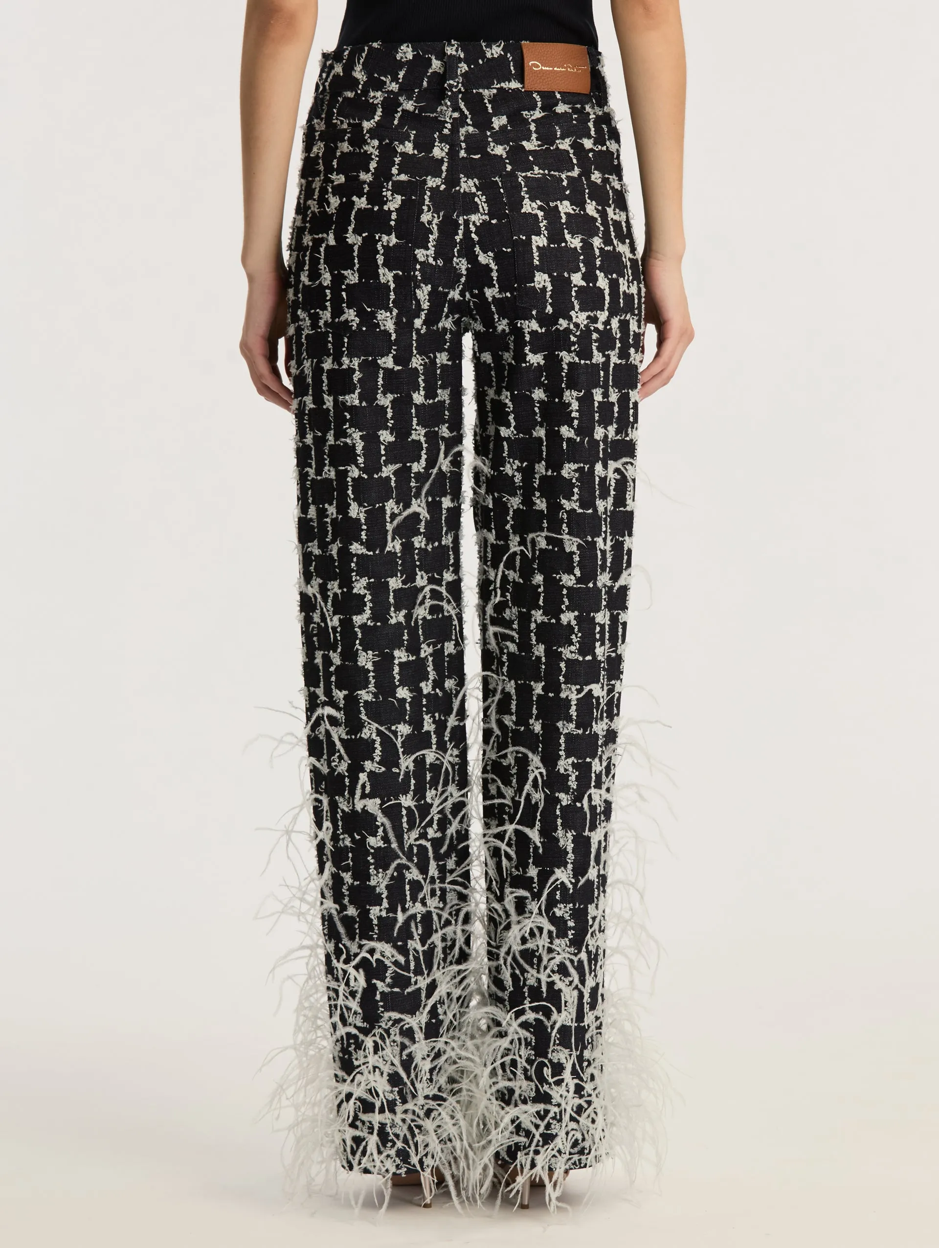 Frayed Denim Jaquard Feather Pant sold by Oscar de la Renta product image thumbnail 2