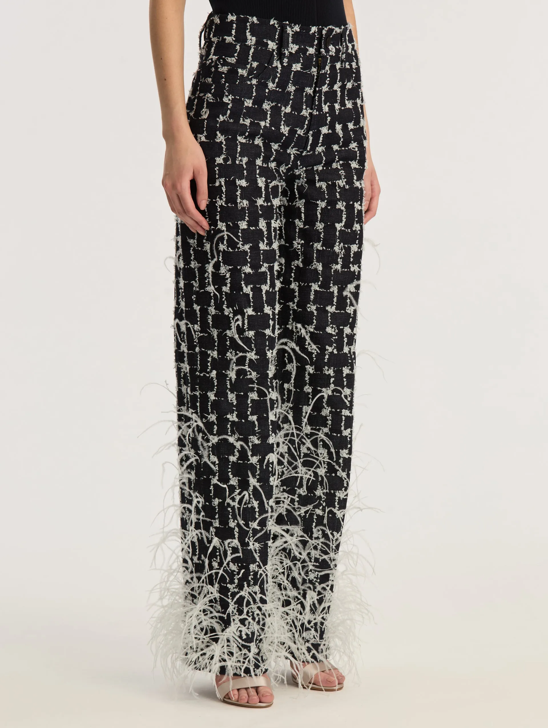 Frayed Denim Jaquard Feather Pant sold by Oscar de la Renta product image thumbnail 4