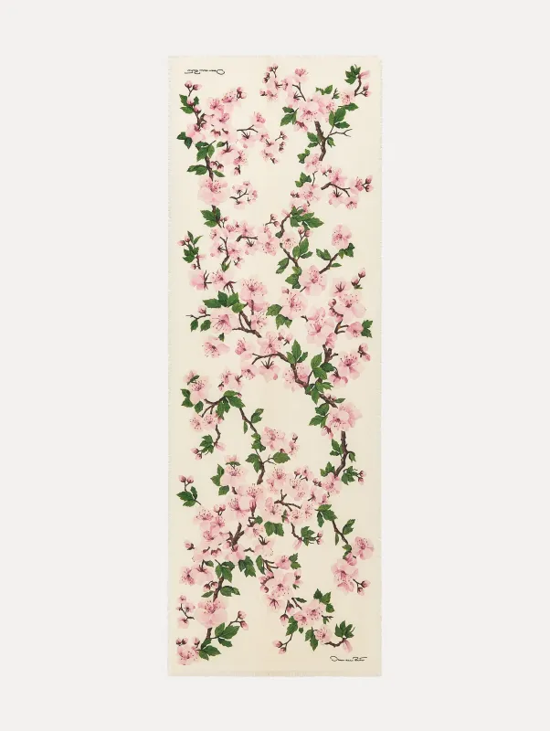 Cherry Blossom Wool-Blend Scarf sold by Oscar de la Renta