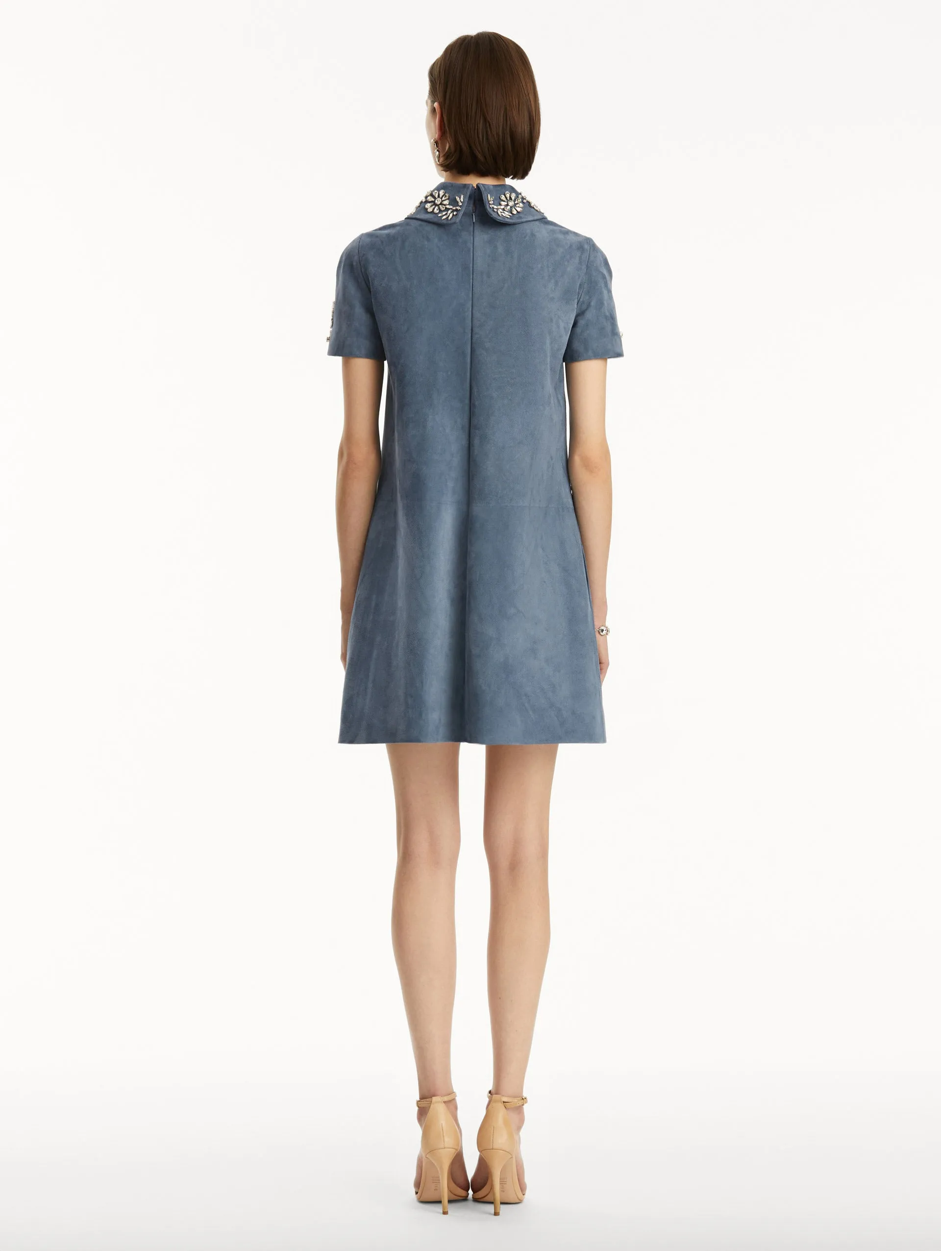 Crystal Embroidered Suede Shift Dress sold by Oscar de la Renta product image thumbnail 3