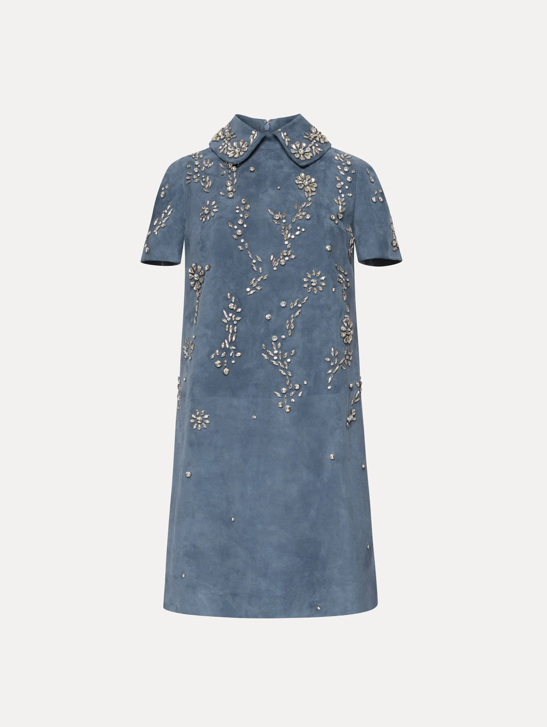 Crystal Embroidered Suede Shift Dress sold by Oscar de la Renta