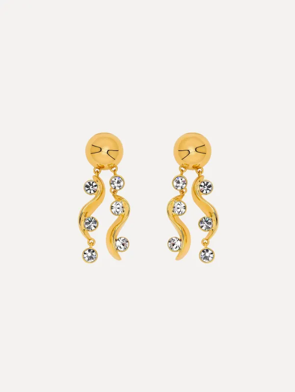 Crystal Wave Drop Clip-On Earrings sold by Oscar de la Renta
