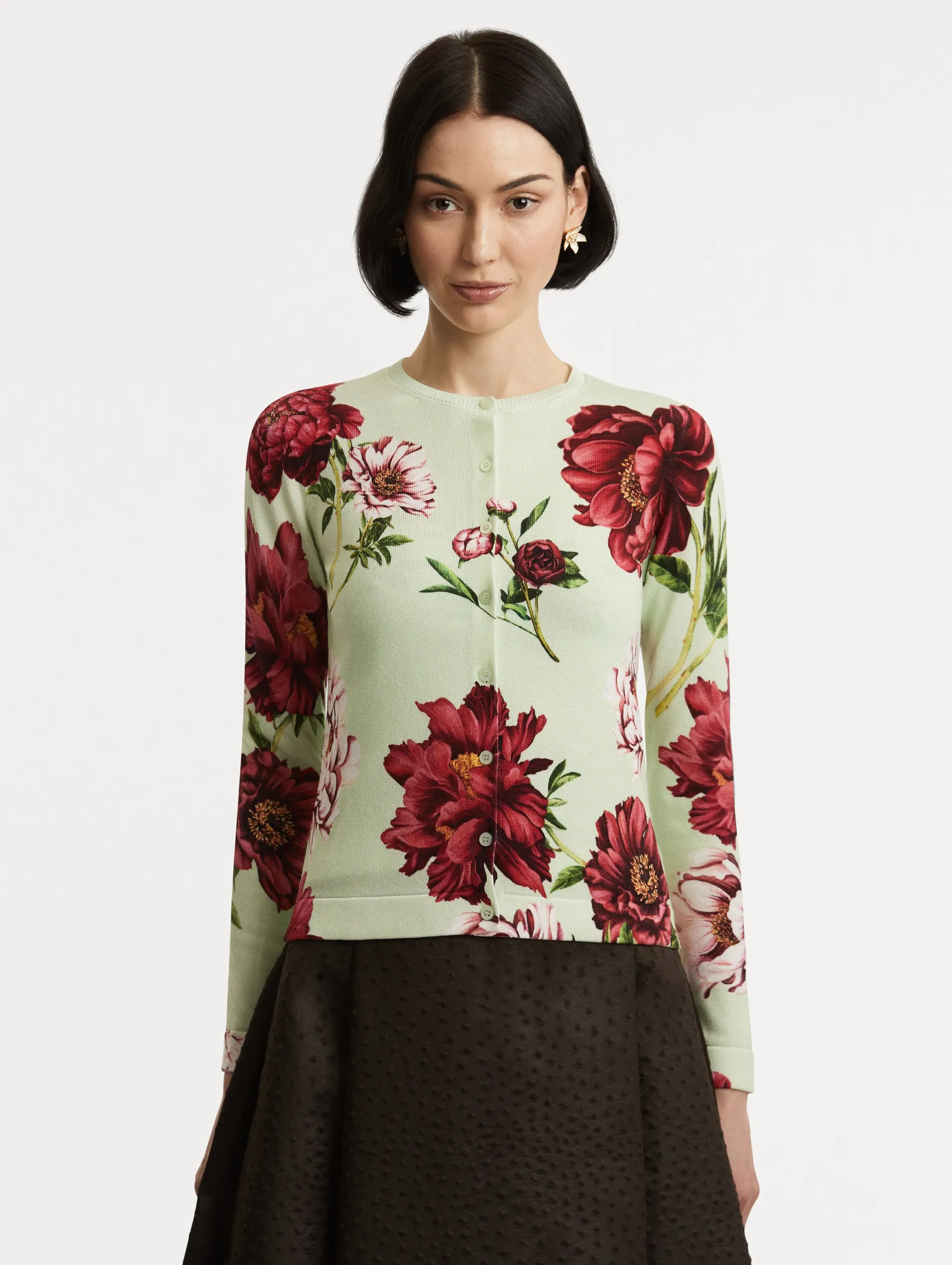 Peony Printed Cardigan sold by Oscar de la Renta product image thumbnail 2