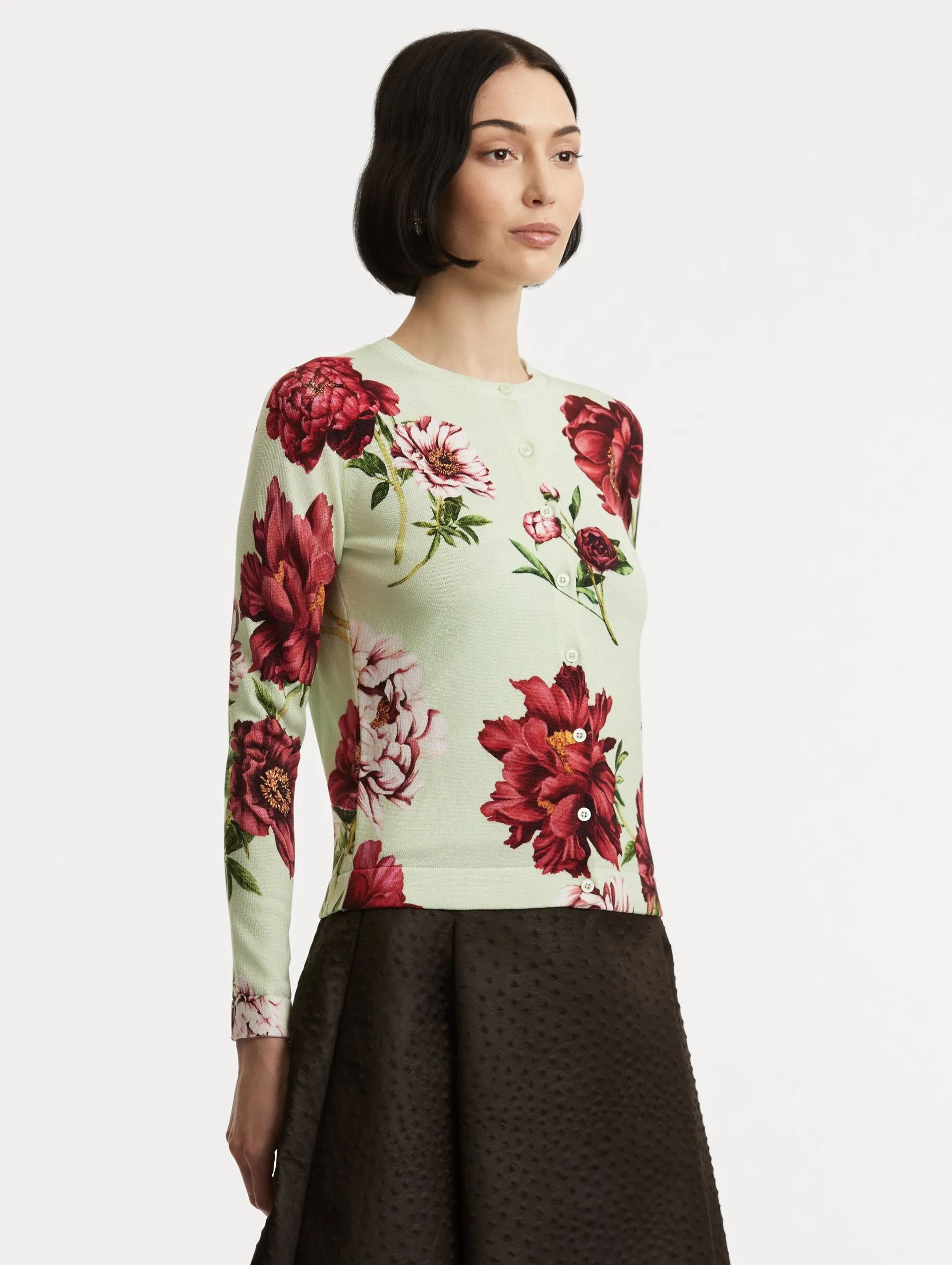 Peony Printed Cardigan sold by Oscar de la Renta product image thumbnail 5