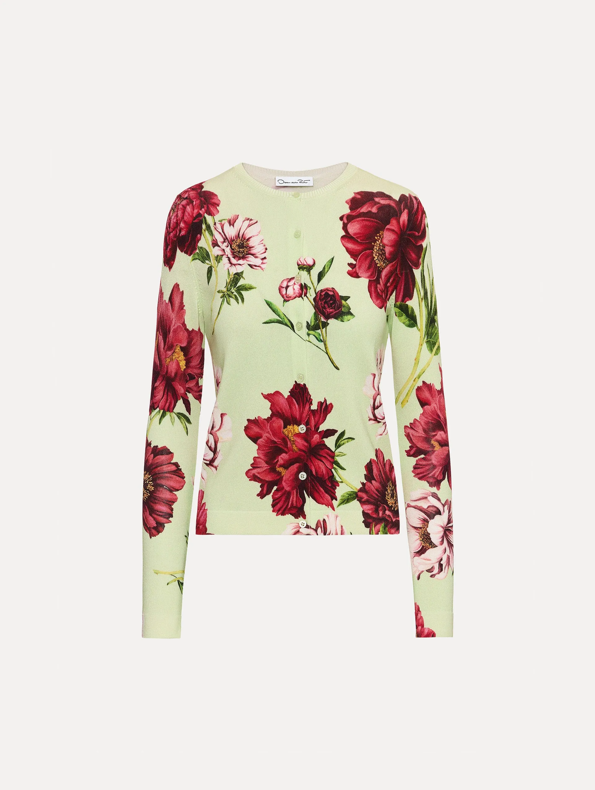 Peony Printed Cardigan sold by Oscar de la Renta