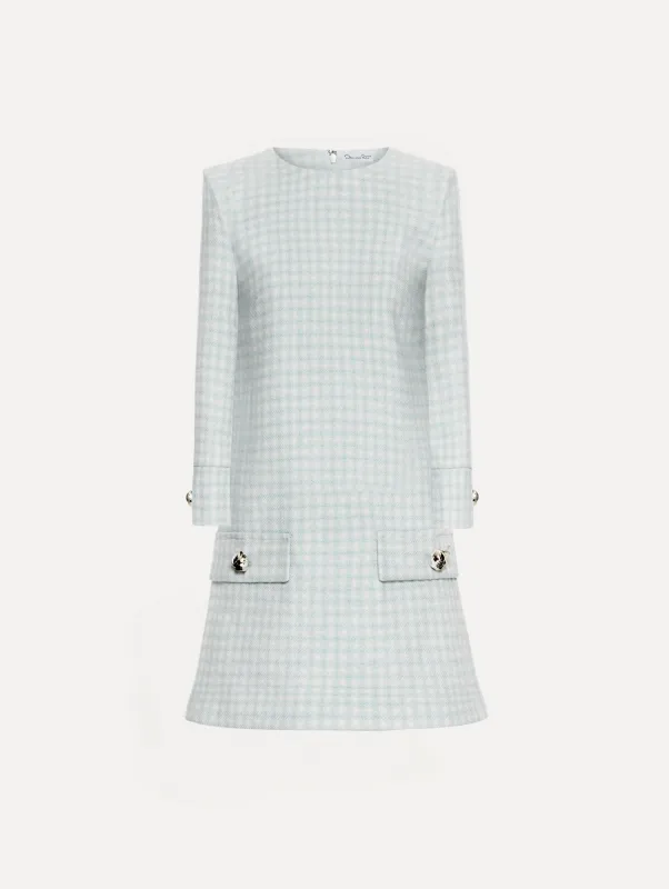 Checked Tweed Long Sleeve Dress sold by Oscar de la Renta