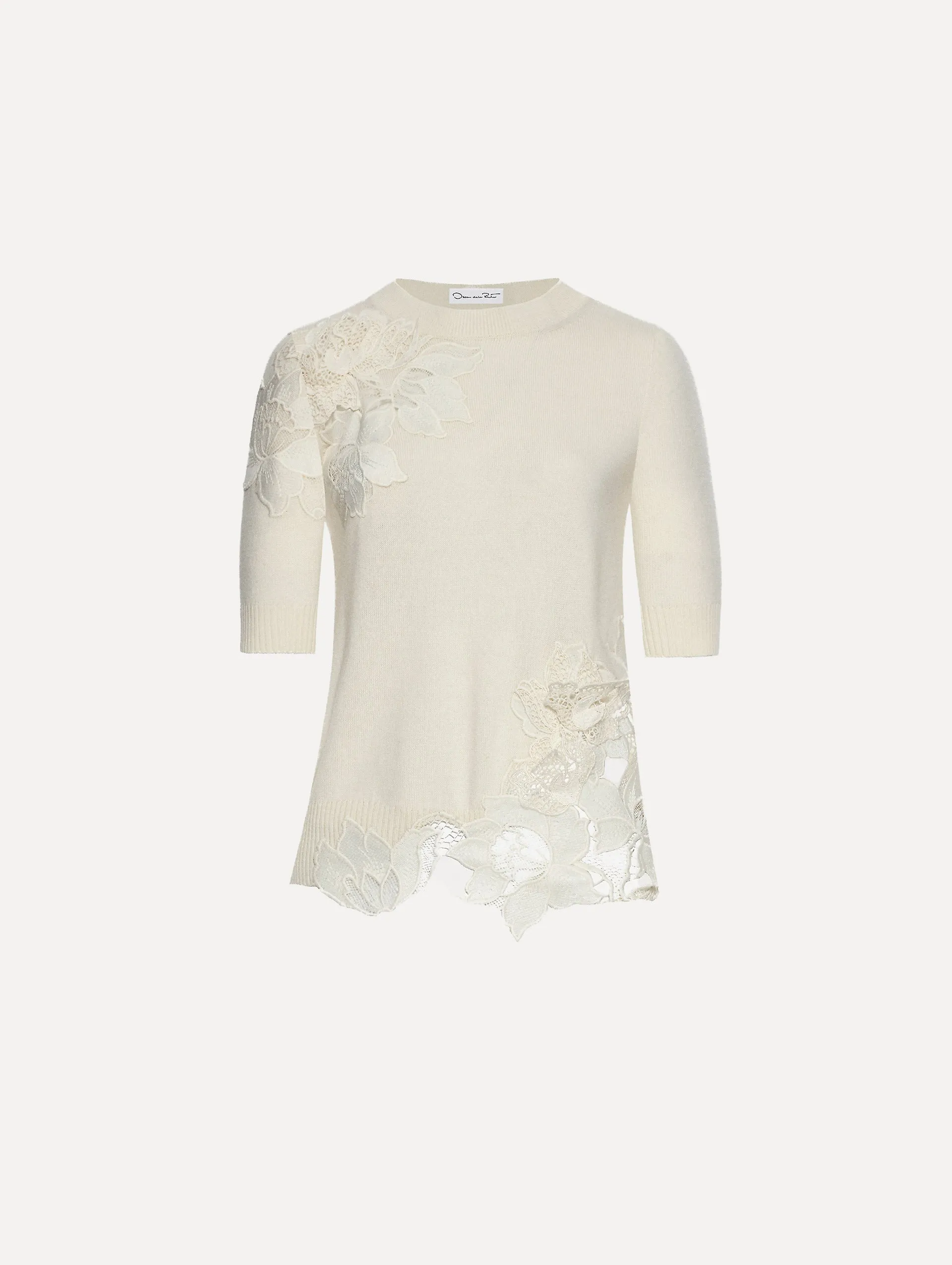 Peony Guipure Insert Pullover sold by Oscar de la Renta