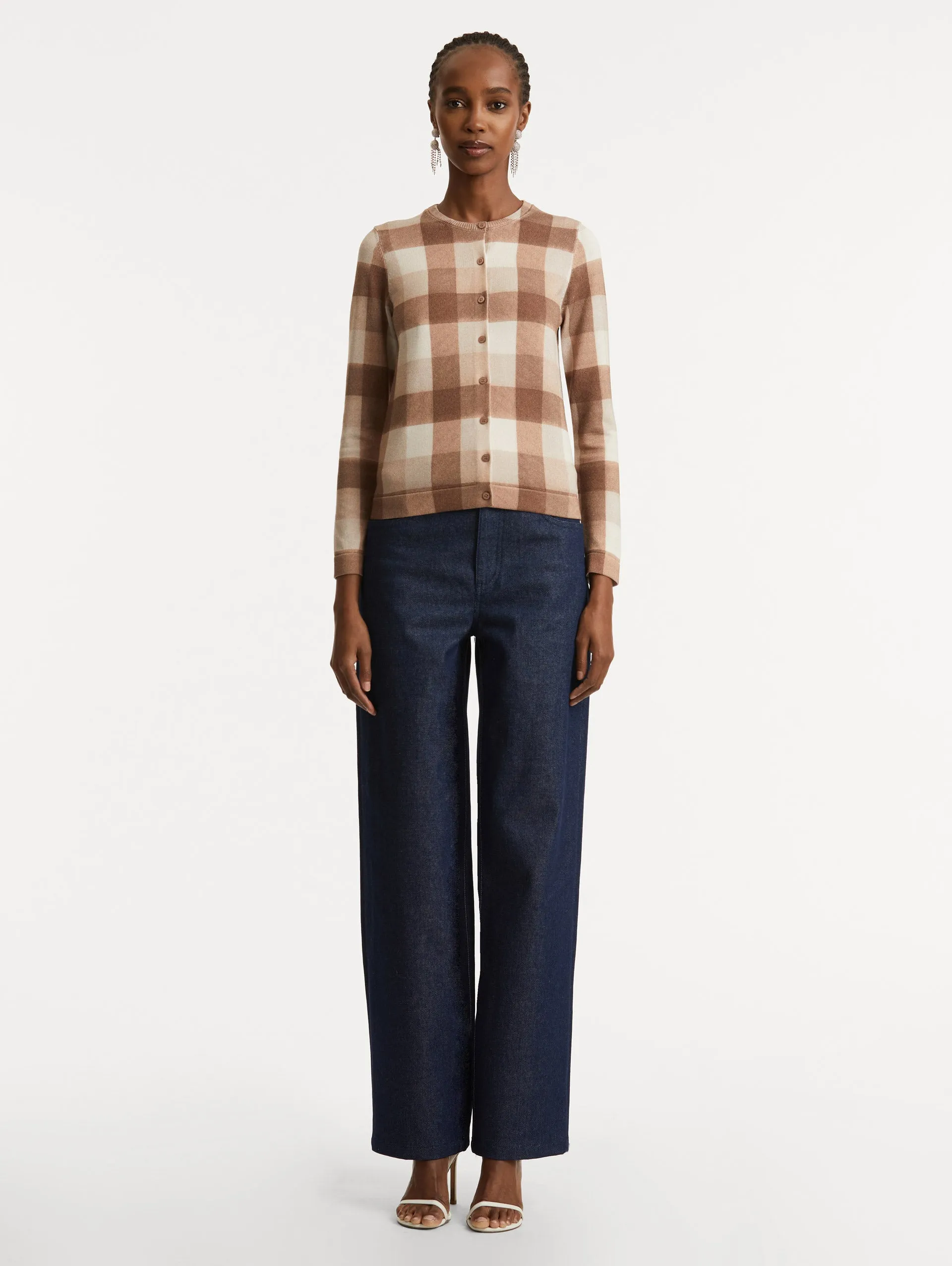 Plaid Printed Cardigan sold by Oscar de la Renta product image thumbnail 3