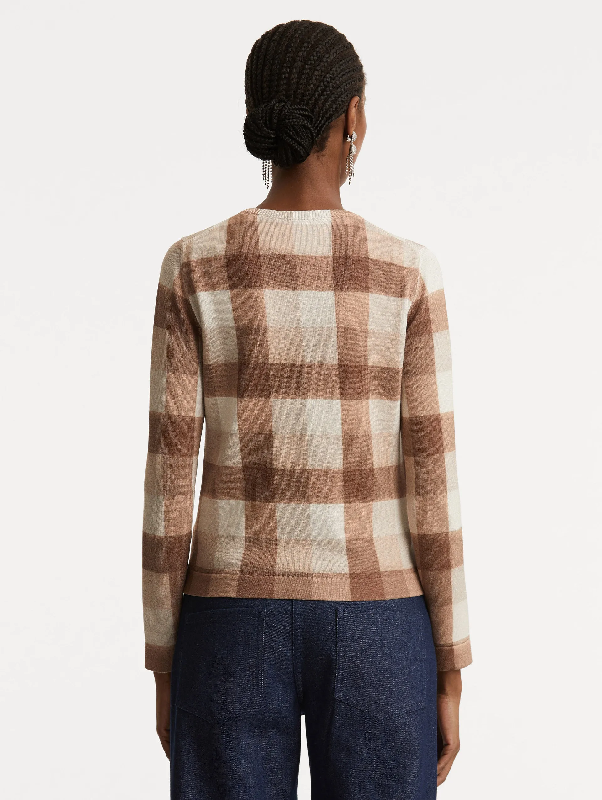 Plaid Printed Cardigan sold by Oscar de la Renta product image thumbnail 4