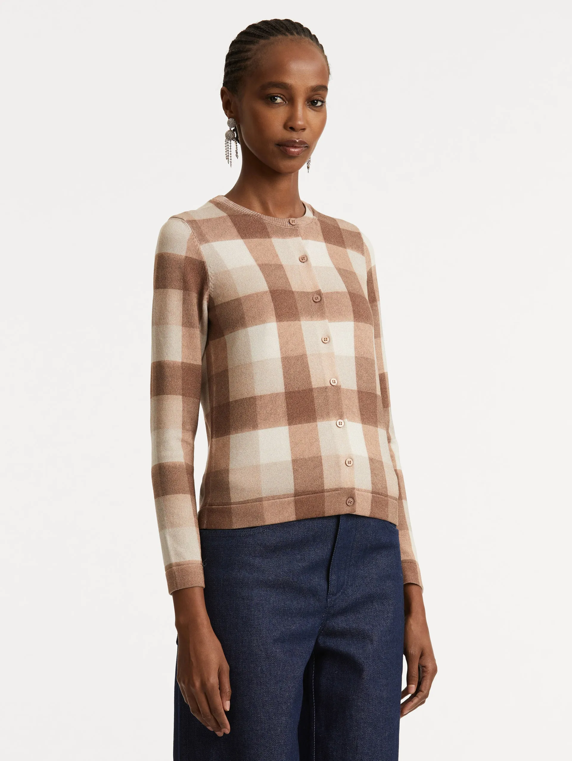 Plaid Printed Cardigan sold by Oscar de la Renta product image thumbnail 5