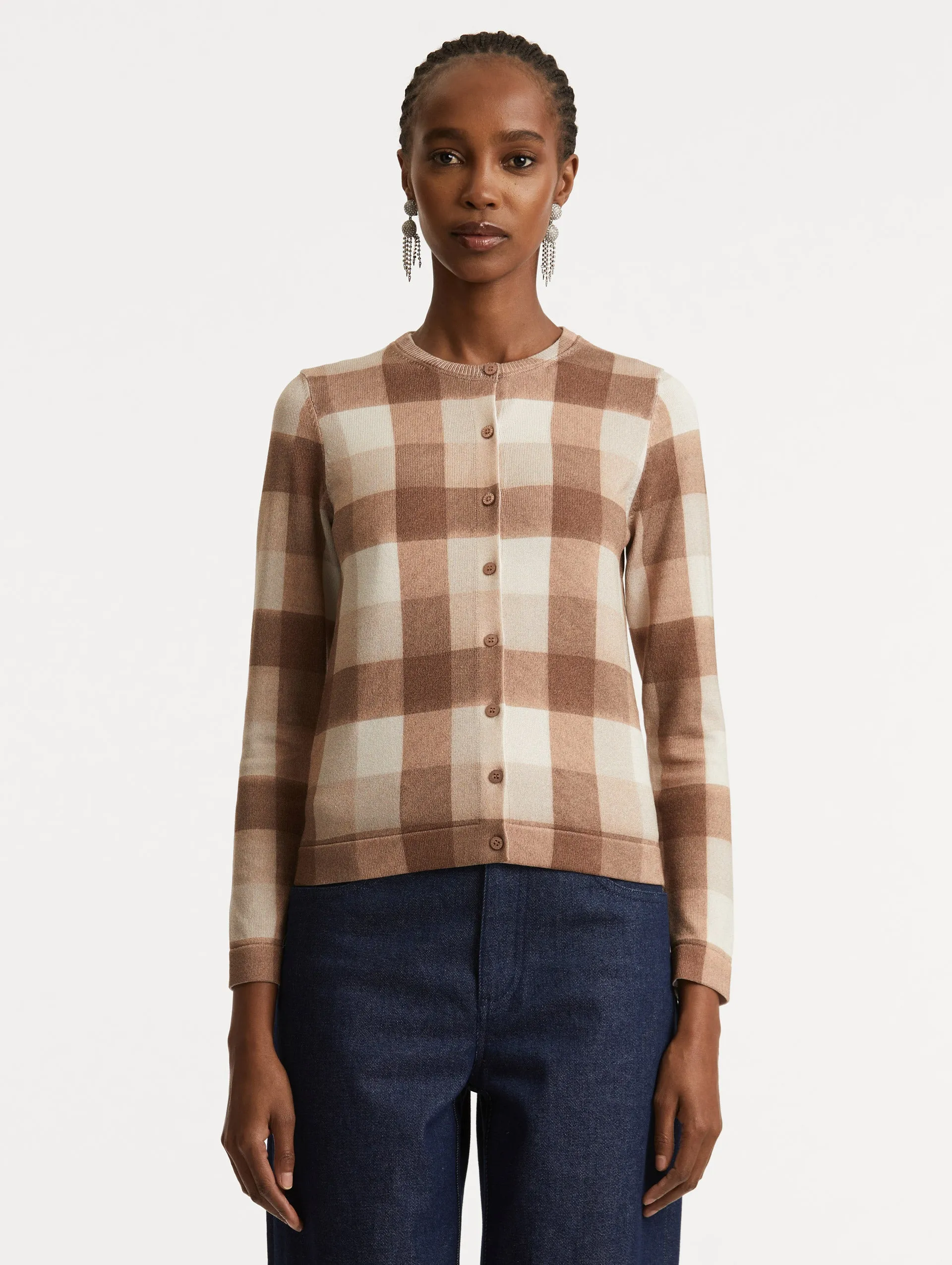 Plaid Printed Cardigan sold by Oscar de la Renta product image thumbnail 2