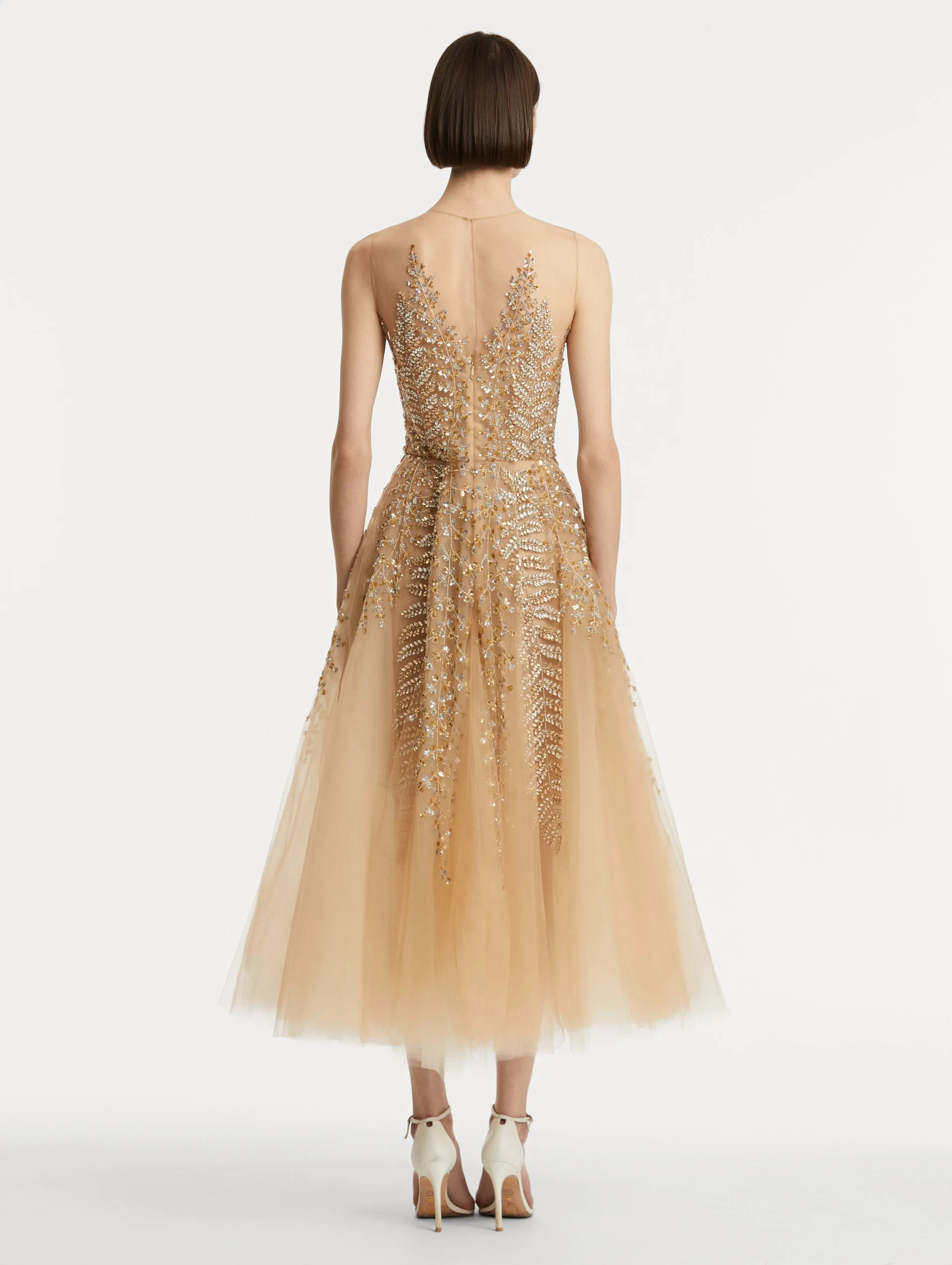 Fern Embroidered Illusion Cocktail Dress sold by Oscar de la Renta product image thumbnail 3