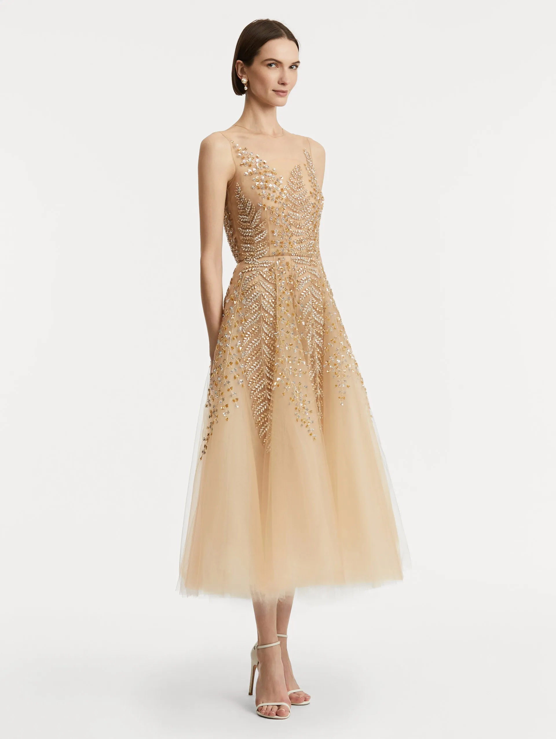 Fern Embroidered Illusion Cocktail Dress sold by Oscar de la Renta product image thumbnail 4