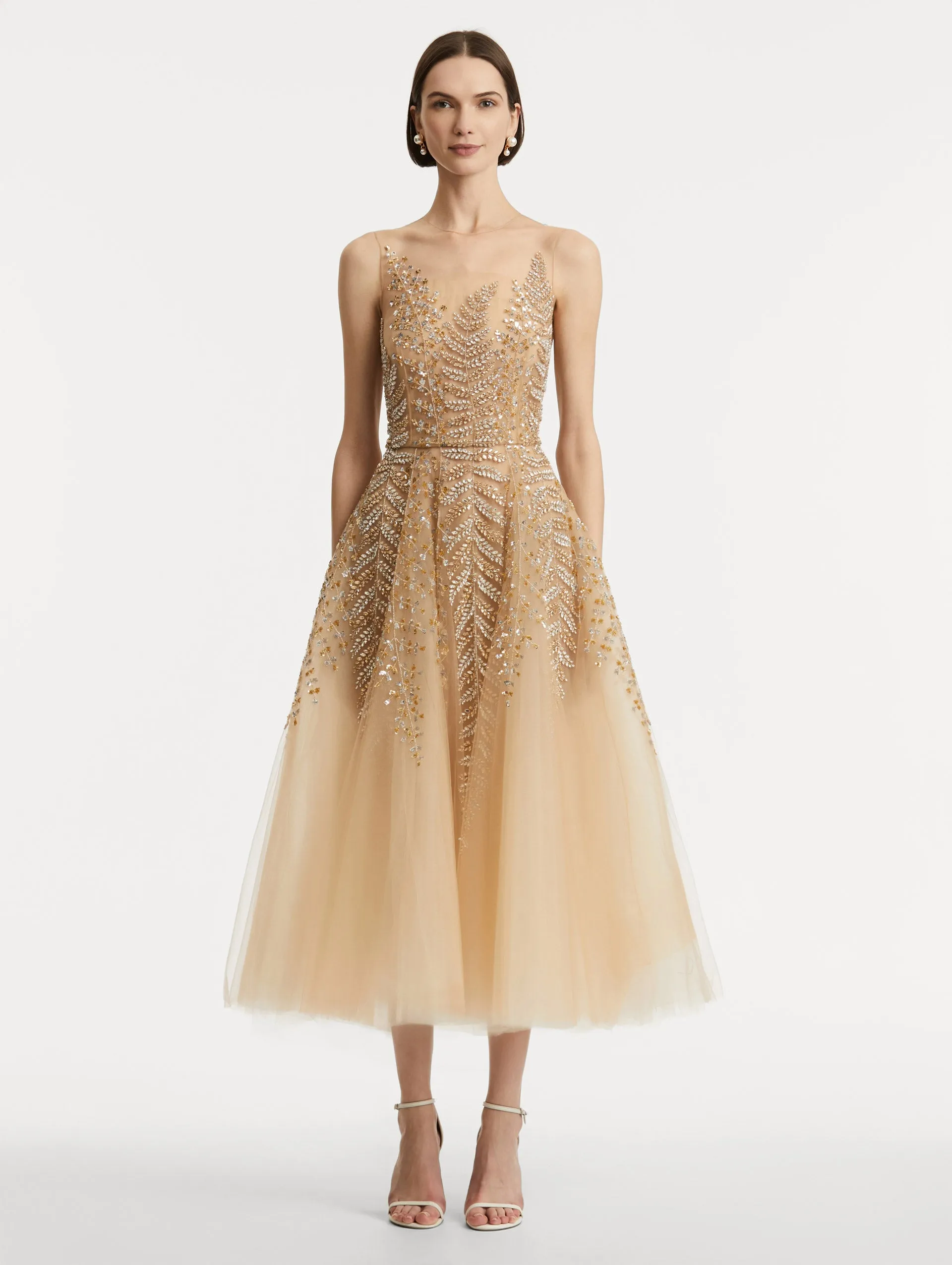Fern Embroidered Illusion Cocktail Dress sold by Oscar de la Renta product image thumbnail 2