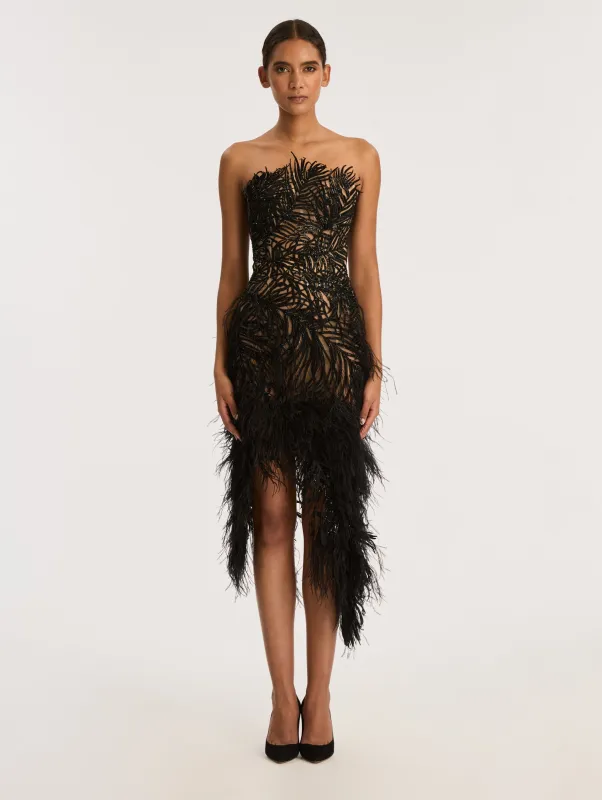 Feather Embroidered Cocktail Dress sold by Oscar de la Renta