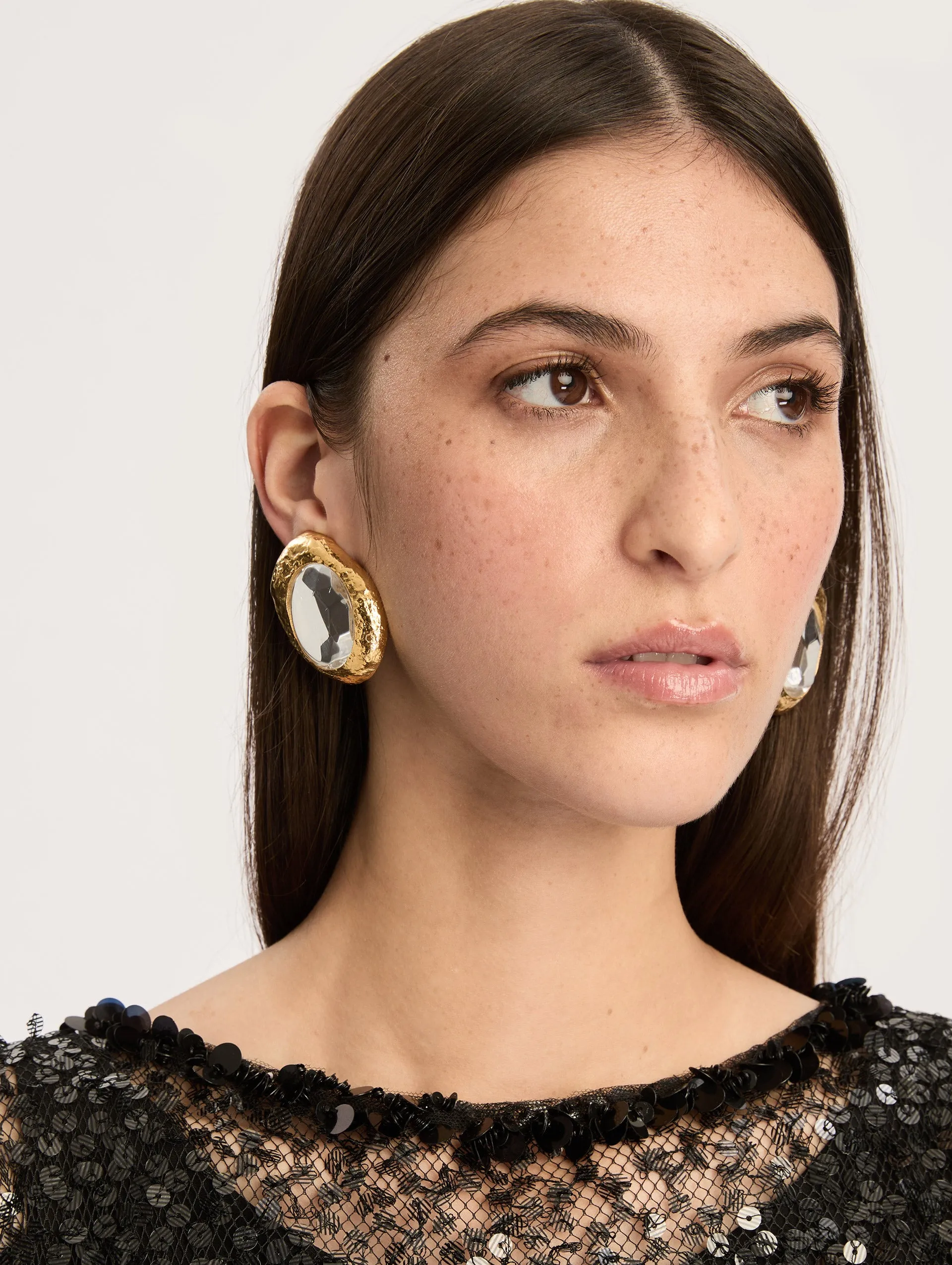 Hammered Oval Clip-On Earrings sold by Oscar de la Renta product image thumbnail 2