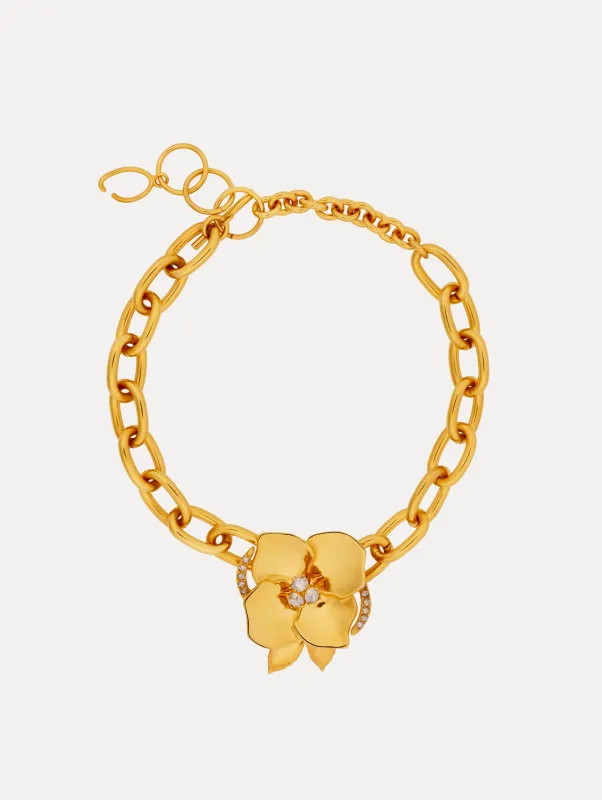 Gold Blossom Chain-Link Necklace sold by Oscar de la Renta