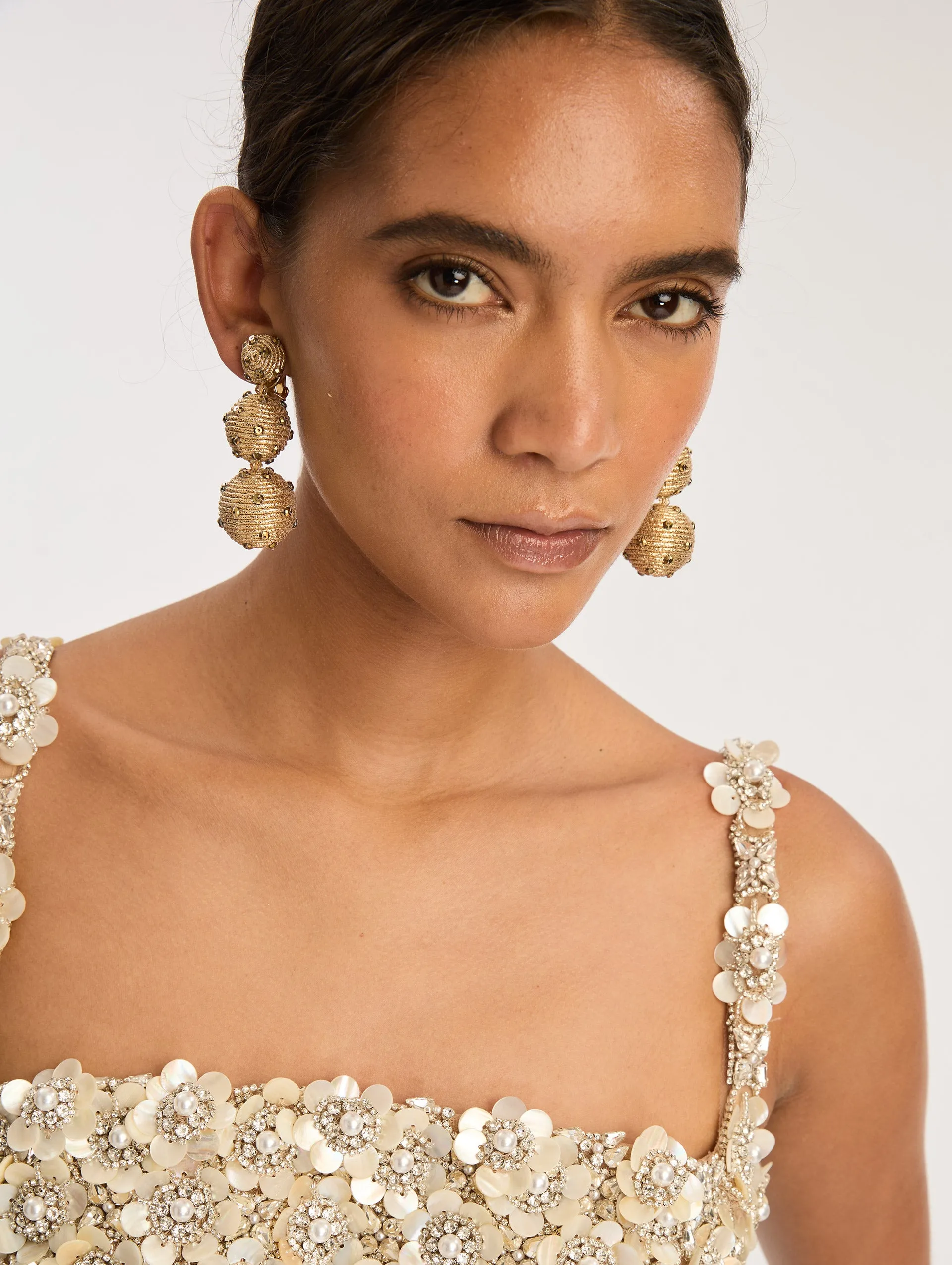 Beaded Sphere Drop Earrings sold by Oscar de la Renta product image thumbnail 2