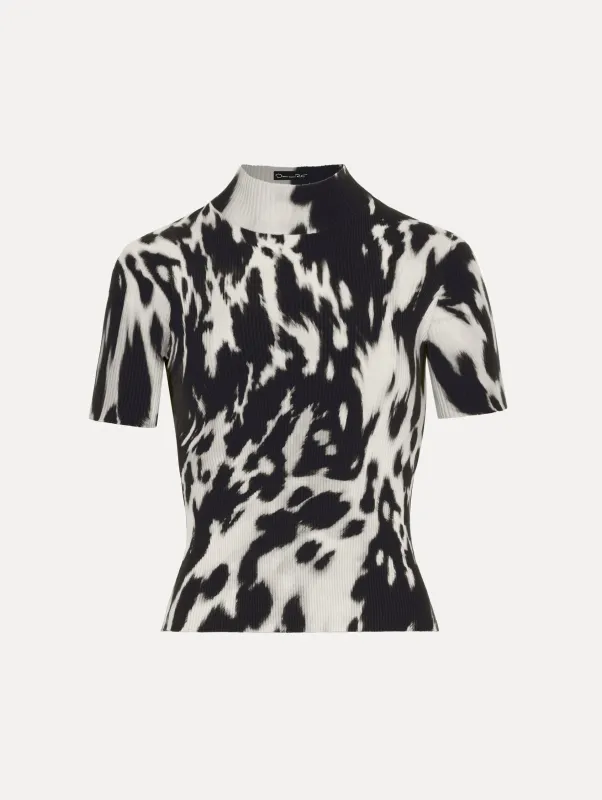Cowhide Printed Ribbed Pullover sold by Oscar de la Renta