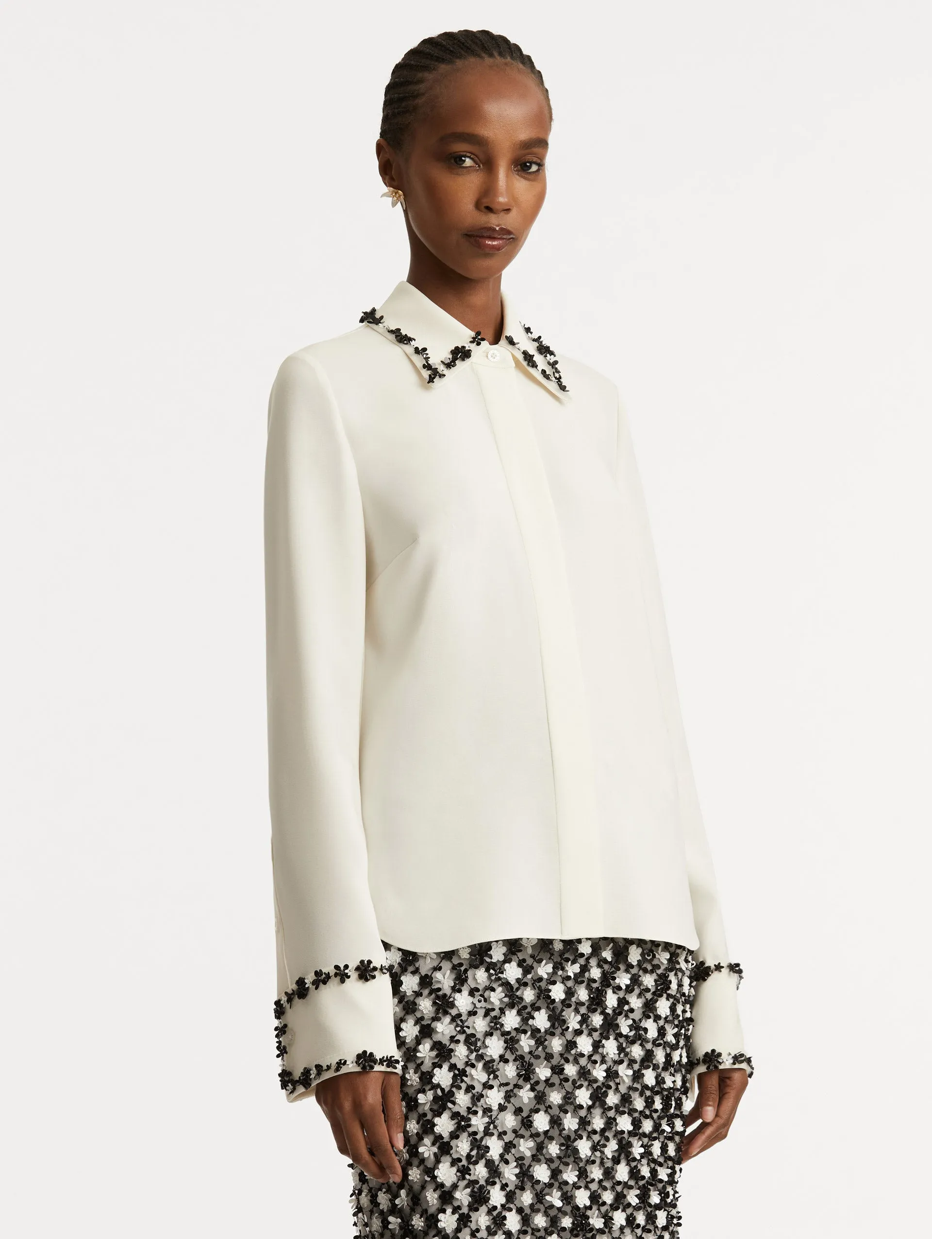 Sequin Floret Embroidered Blouse sold by Oscar de la Renta product image thumbnail 5