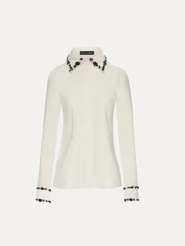Sequin Floret Embroidered Blouse sold by Oscar de la Renta