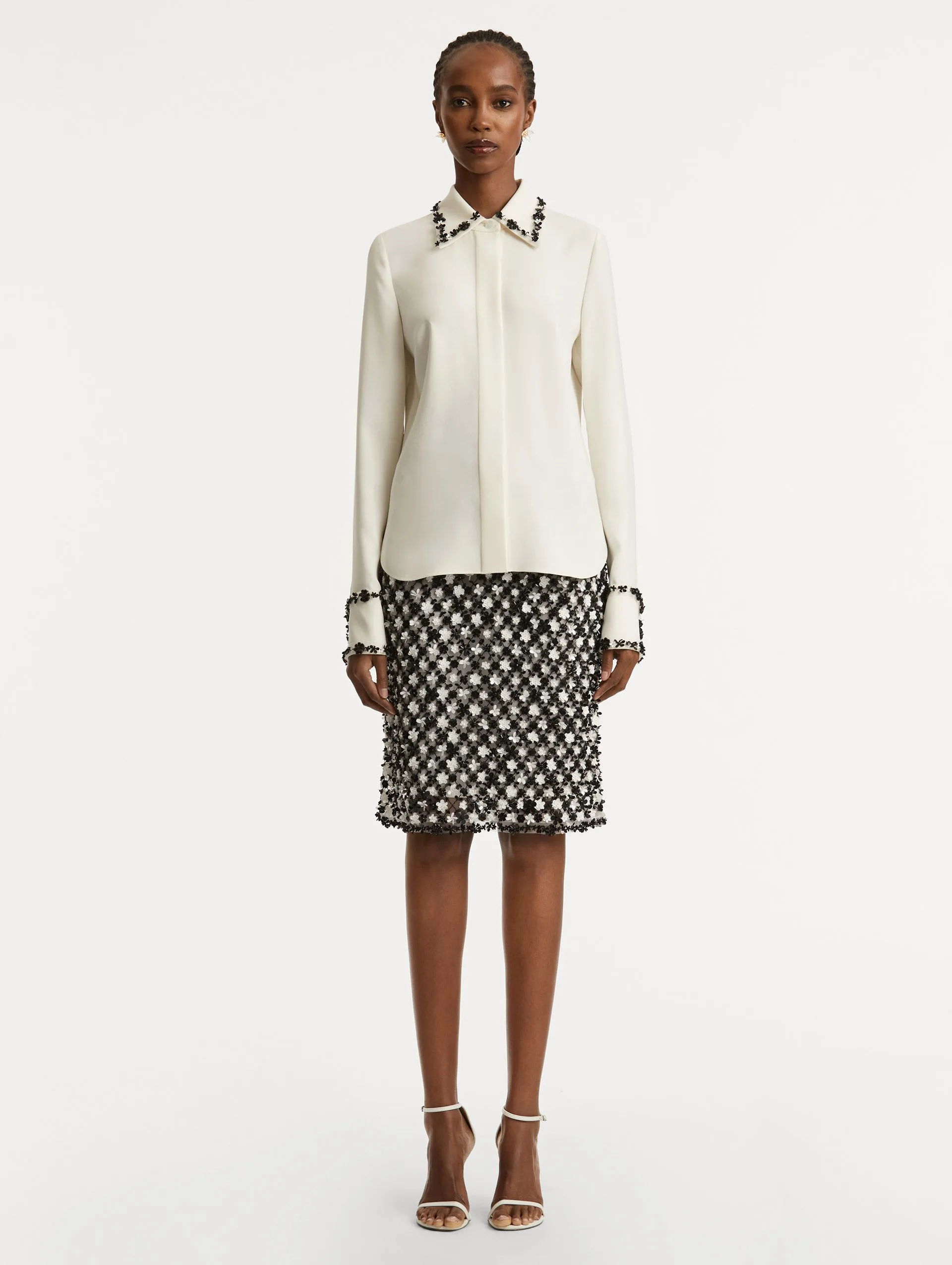 Sequin Floret Embroidered Blouse sold by Oscar de la Renta product image thumbnail 3