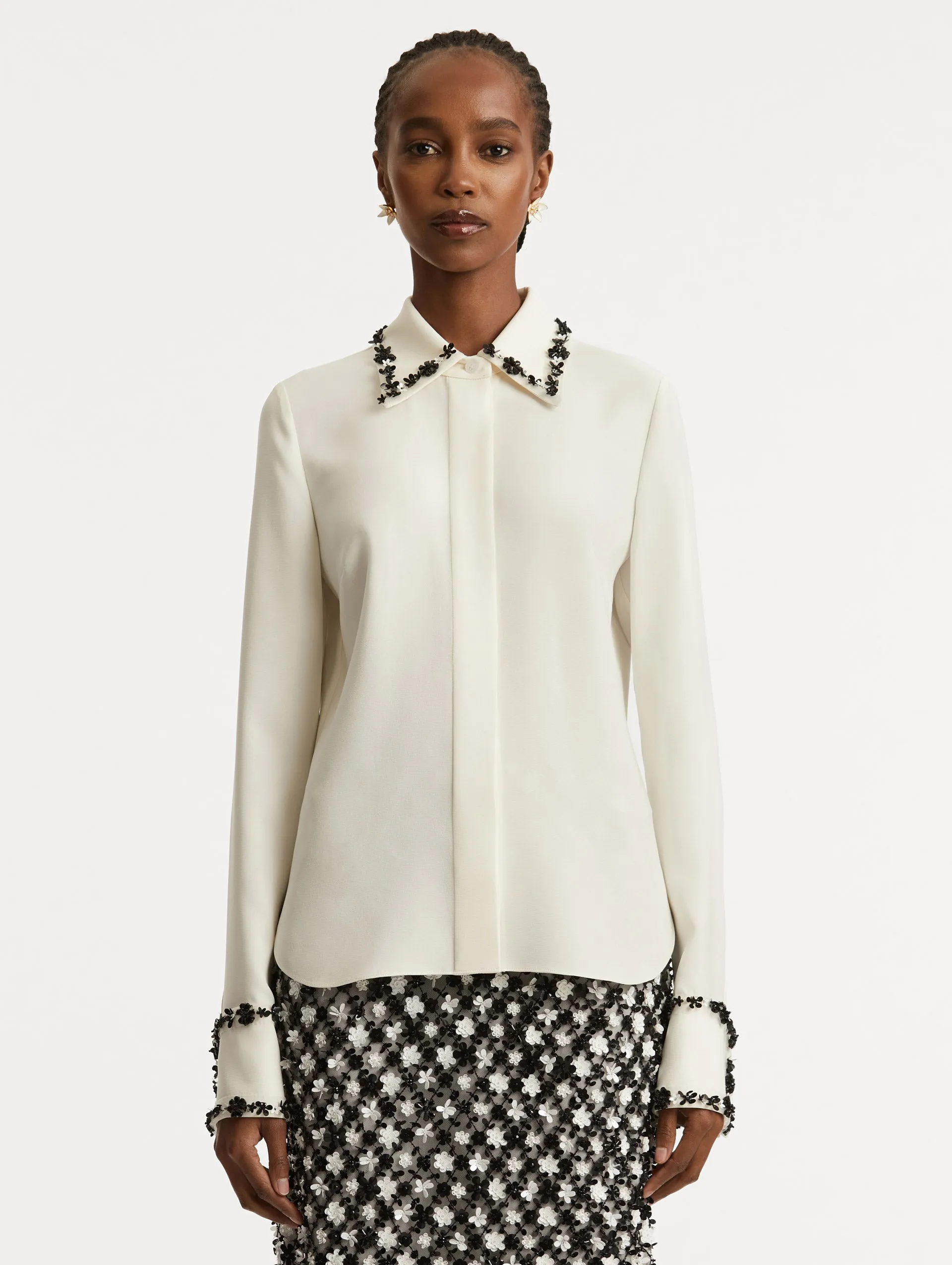 Sequin Floret Embroidered Blouse sold by Oscar de la Renta product image thumbnail 2