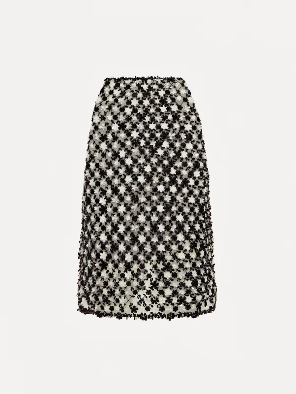 Sequin Floret Embroidered Skirt made by Oscar de la Renta
