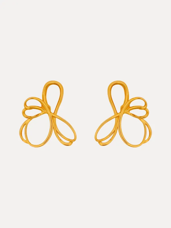 Threaded Flower Asymmetrical Clip-On Earrings sold by Oscar de la Renta