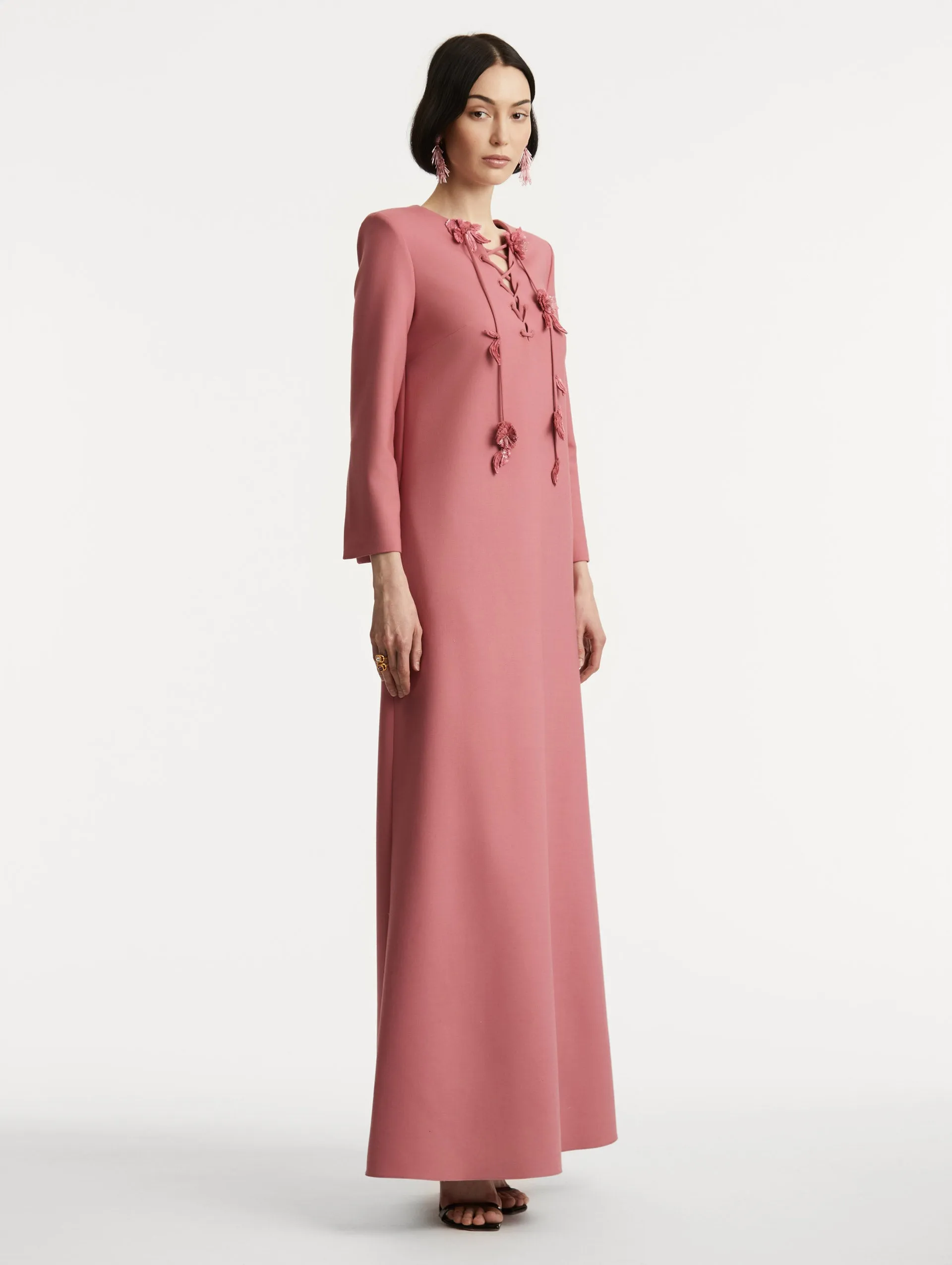 Floral Lace-Up Caftan sold by Oscar de la Renta product image thumbnail 4