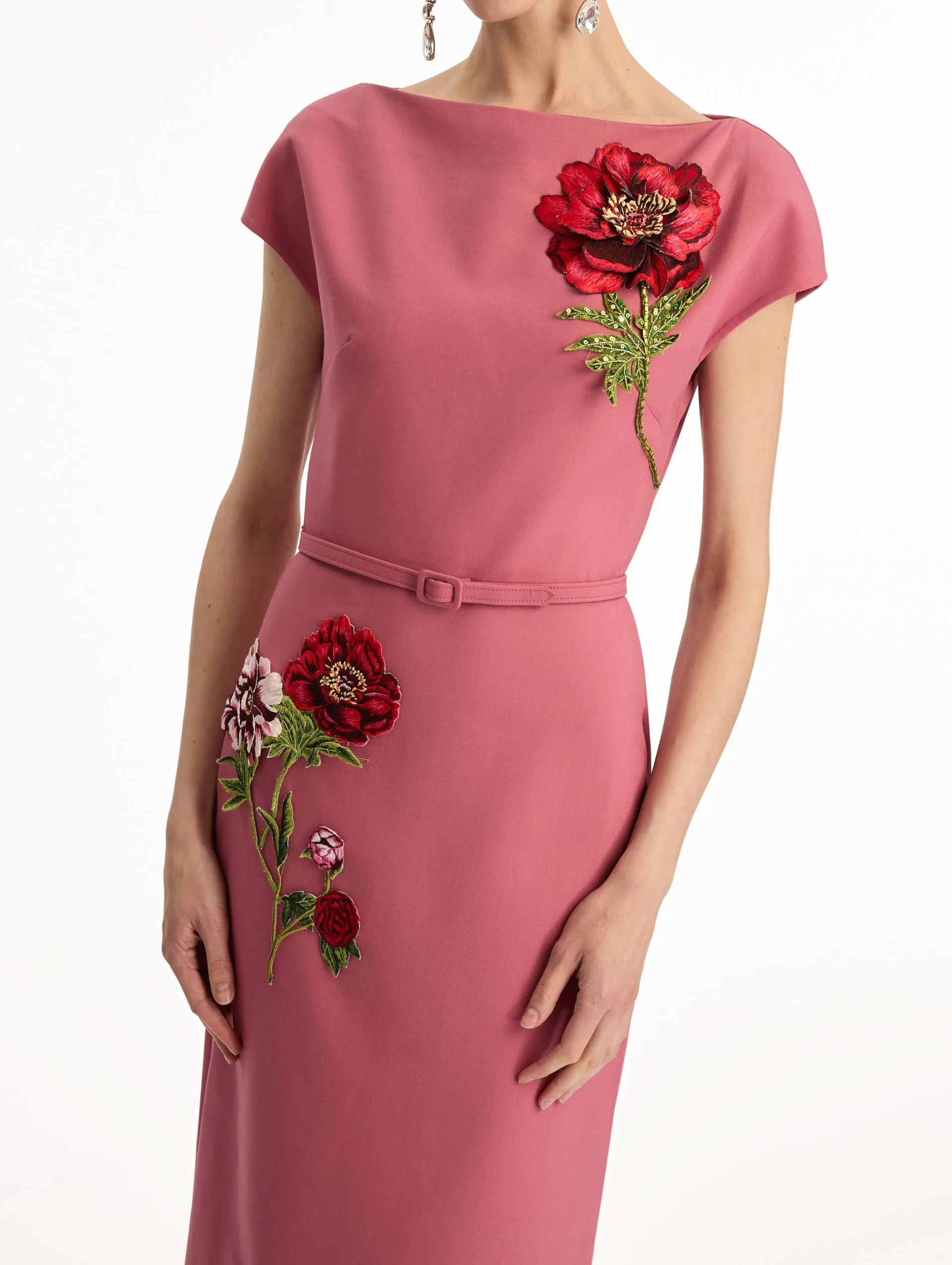 Peony Embroidered Wool Dress sold by Oscar de la Renta product image thumbnail 5