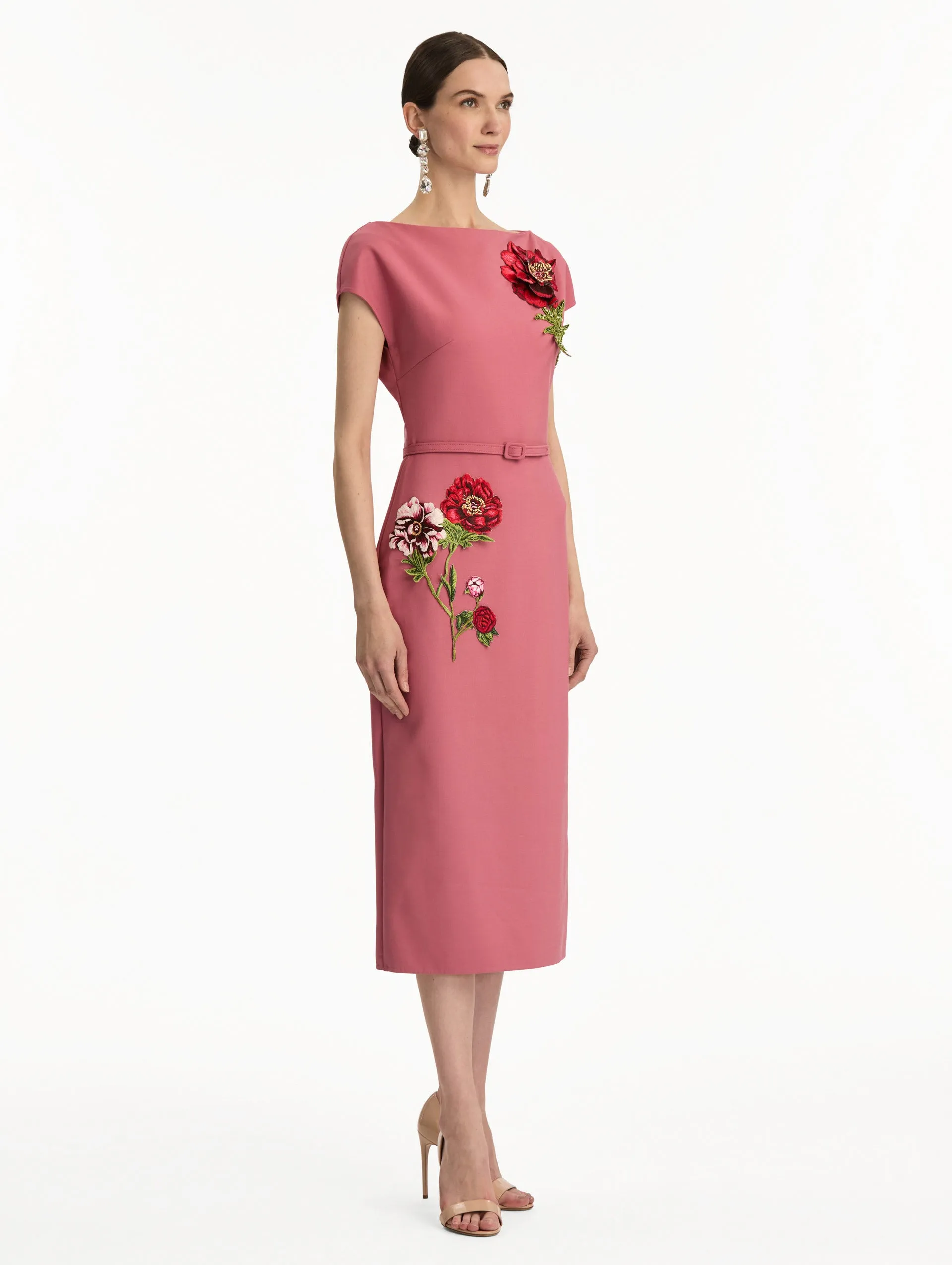 Peony Embroidered Wool Dress sold by Oscar de la Renta product image thumbnail 4