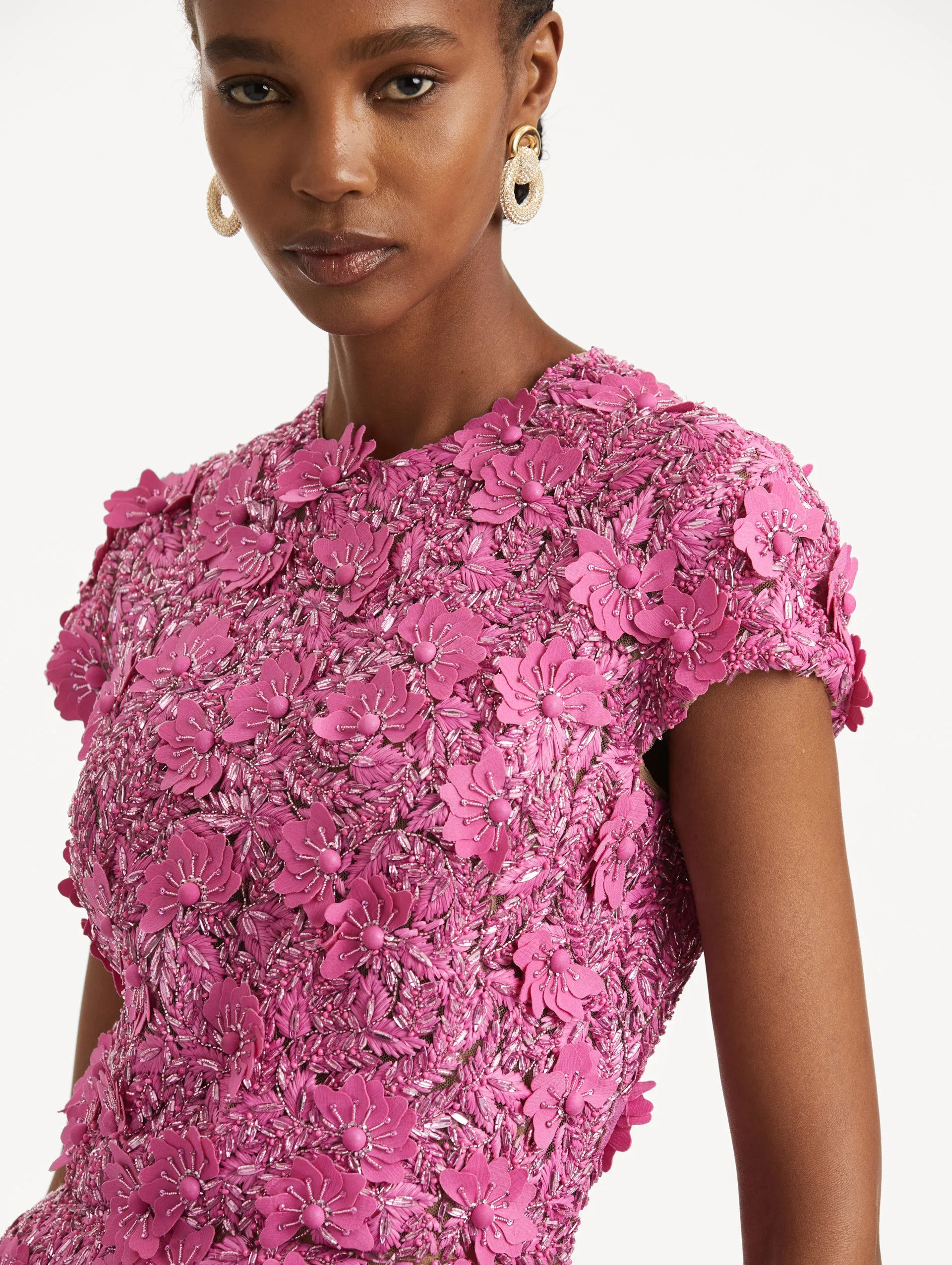 Peony Sequin and Raffia Embroidered Dress sold by Oscar de la Renta product image thumbnail 5