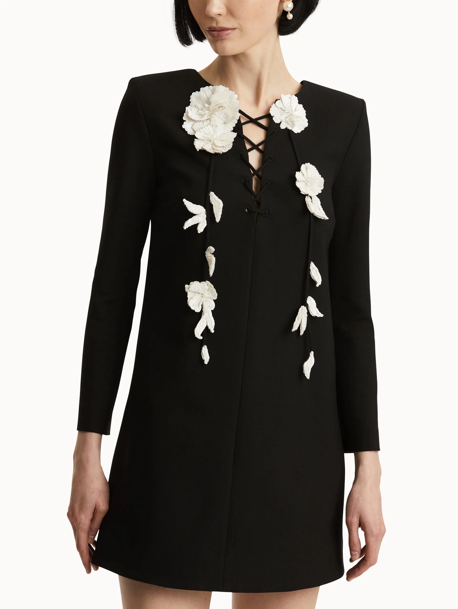 Floral Lace-Up Shift Dress sold by Oscar de la Renta product image thumbnail 5