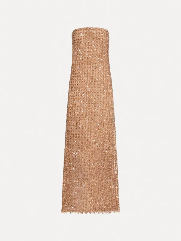 Floral Grid Embroidered Gown made by Oscar de la Renta