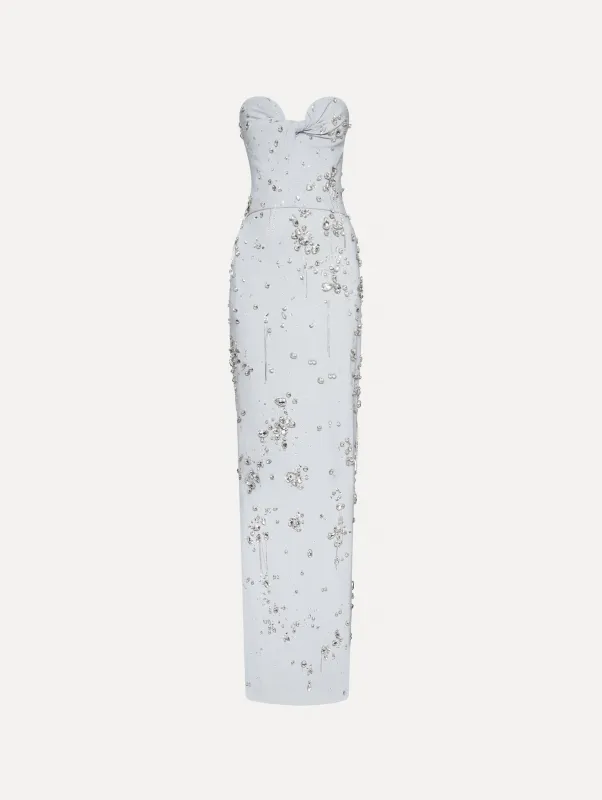 Crystal Cluster Embroidered Strapless Gown made by Oscar de la Renta