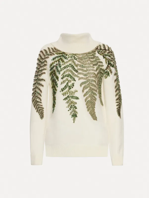 Fern Crystal Embroidered Turtleneck sold by Oscar de la Renta