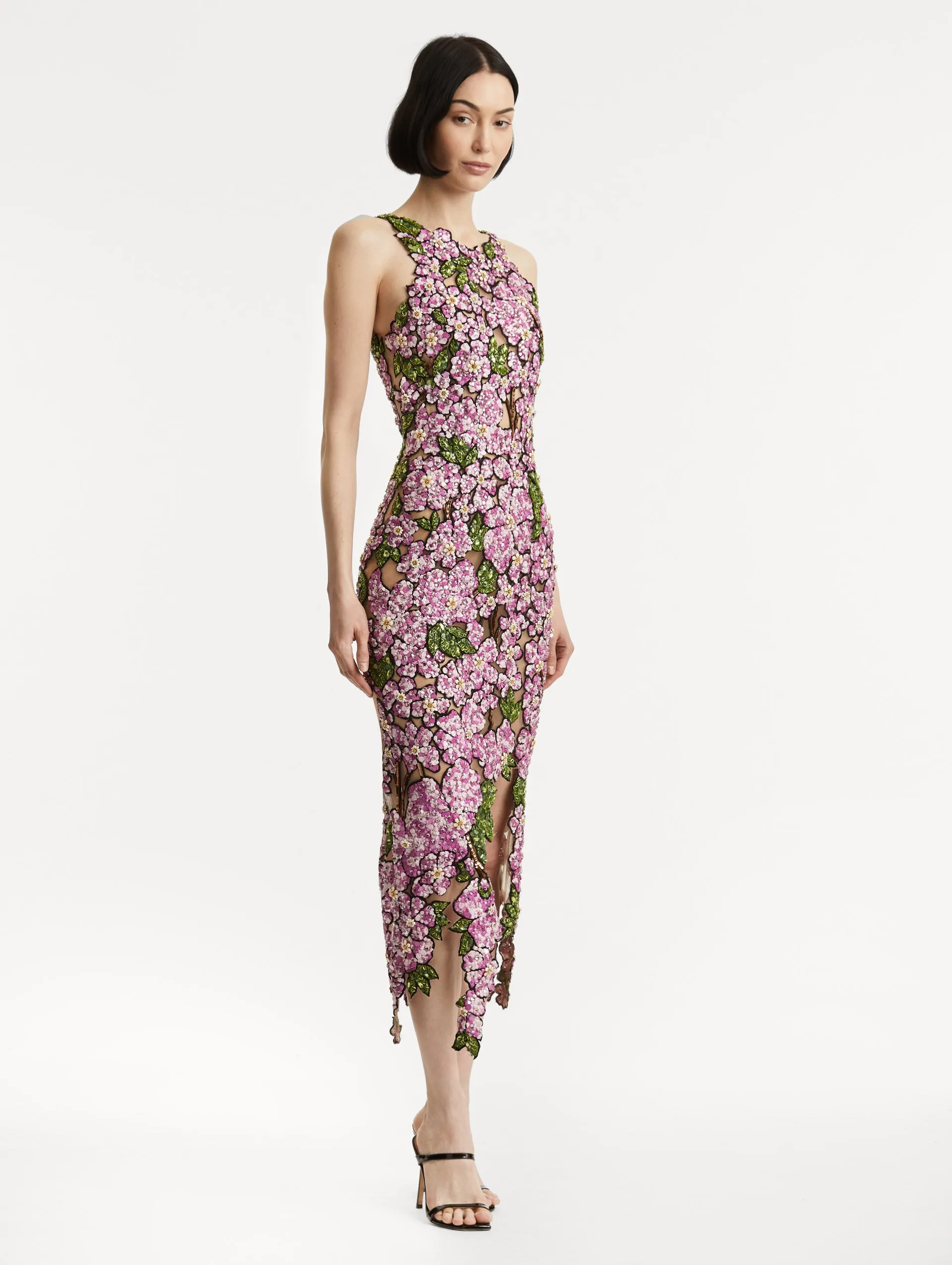 Mosaic Sequin Floral Embroidered Dress sold by Oscar de la Renta product image thumbnail 4